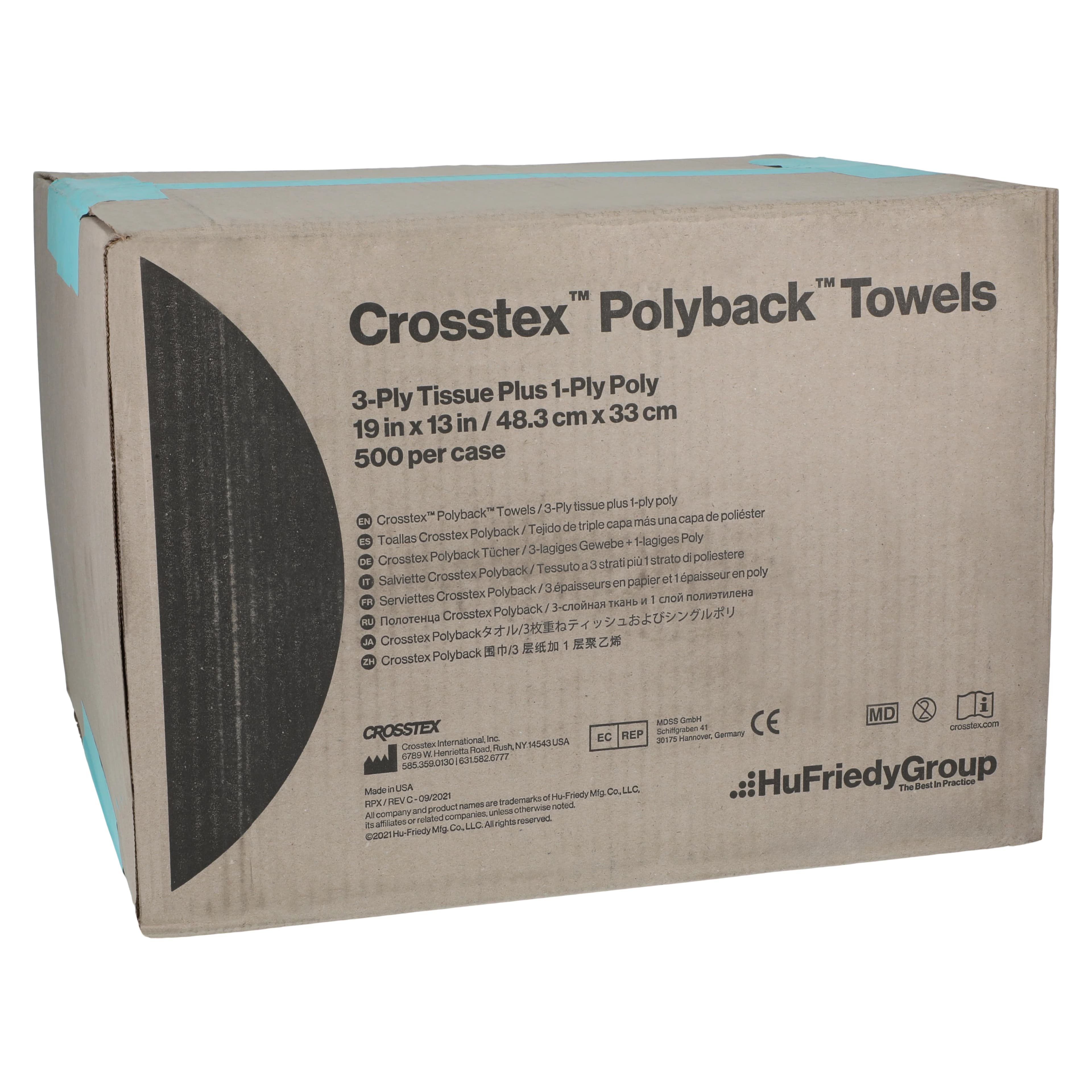 Crosstex PolyBack Patient Bibs, 3-Ply (Tissue/Poly), 13" x 19", Aqua, 500/Case, WPXAQ - PolyBack Patient Bibs, 3-Ply, 13" x 19", Aqua, 500/Pk, WPXAQ - Image 1