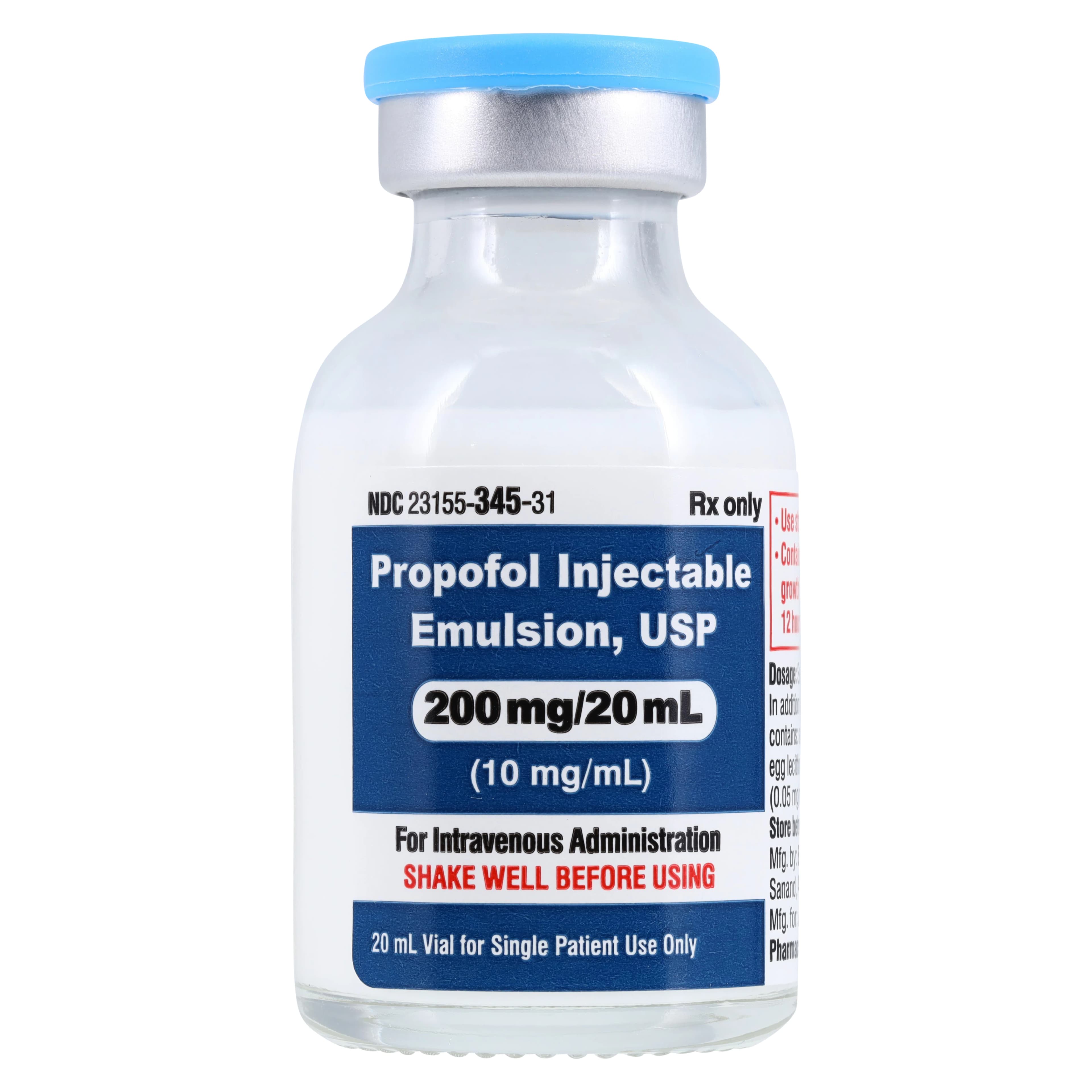 Propofol Injectable Emulsion, USP 200 mg/20 ml (10 mg/ml), Single Dose Vial, 10/Package, 01KEZKNNHZC2R2MATJNJMNEFDP thumbnail 3