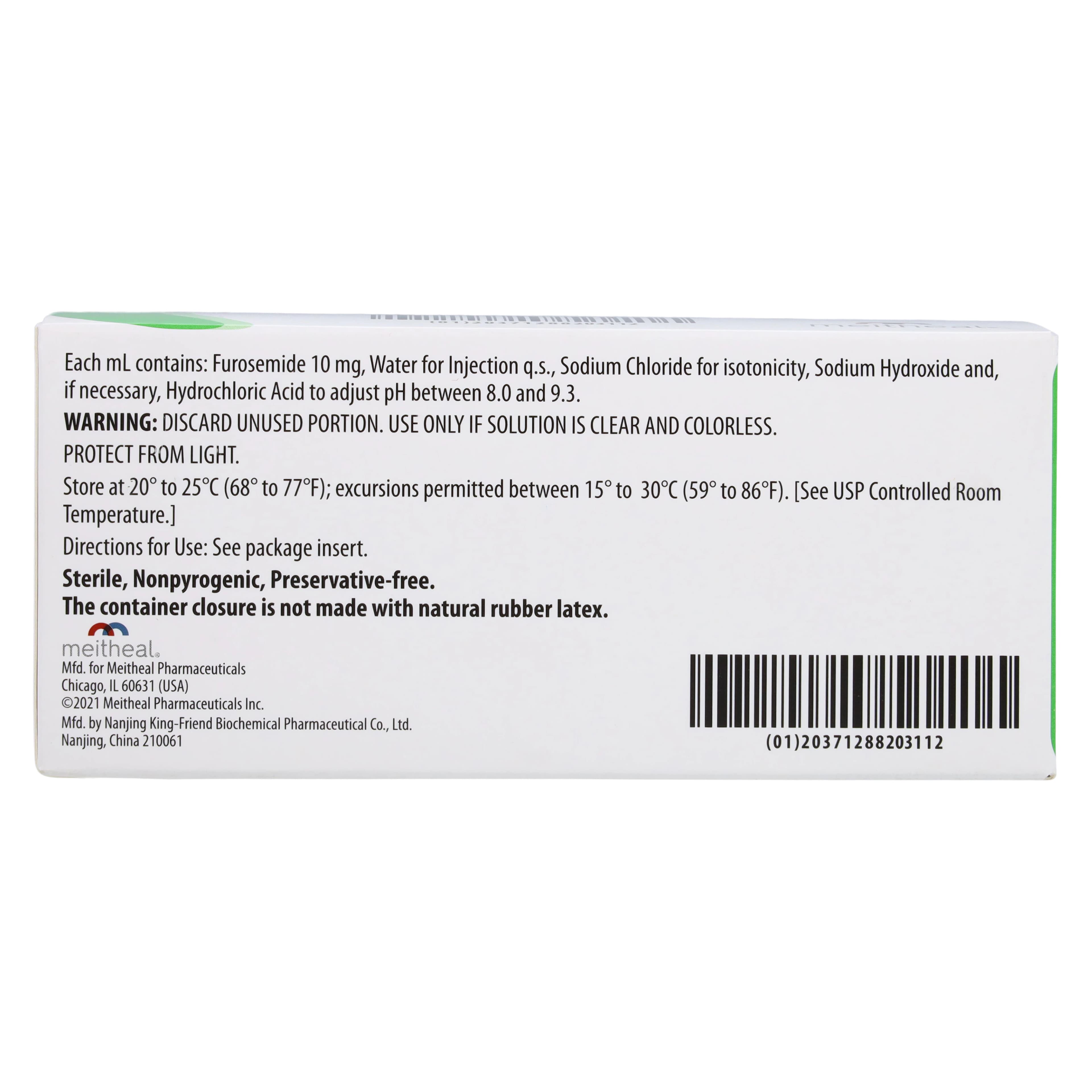 Furosemide Injection SDV 10mg/mL, 10mL Single Dose Vial, 25/Package thumbnail 5