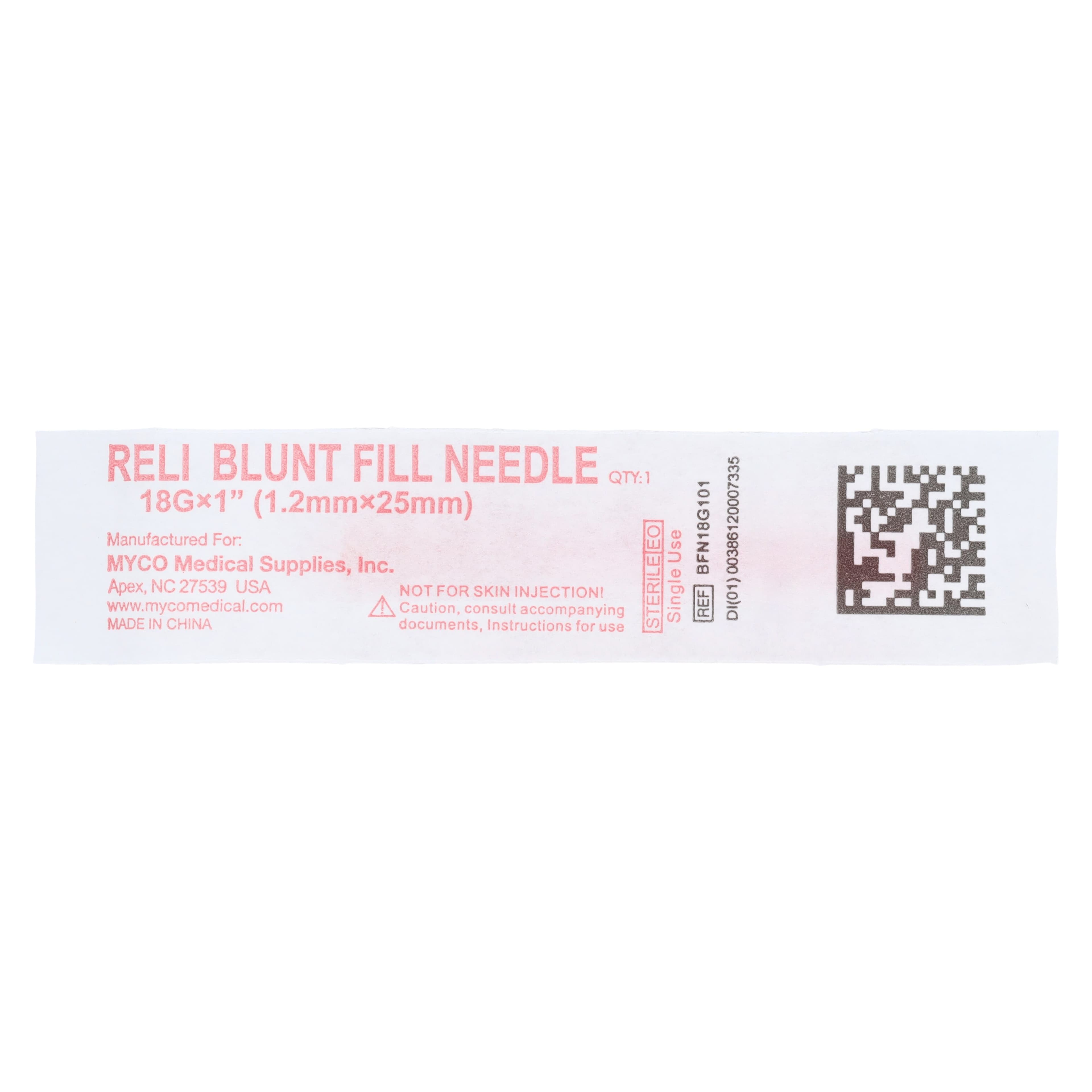 Reli Needle Blunt Fill, 18G x 1", Sterile, Single-Use, Non-Safety, 100/Bx, BFN18G101 thumbnail 5