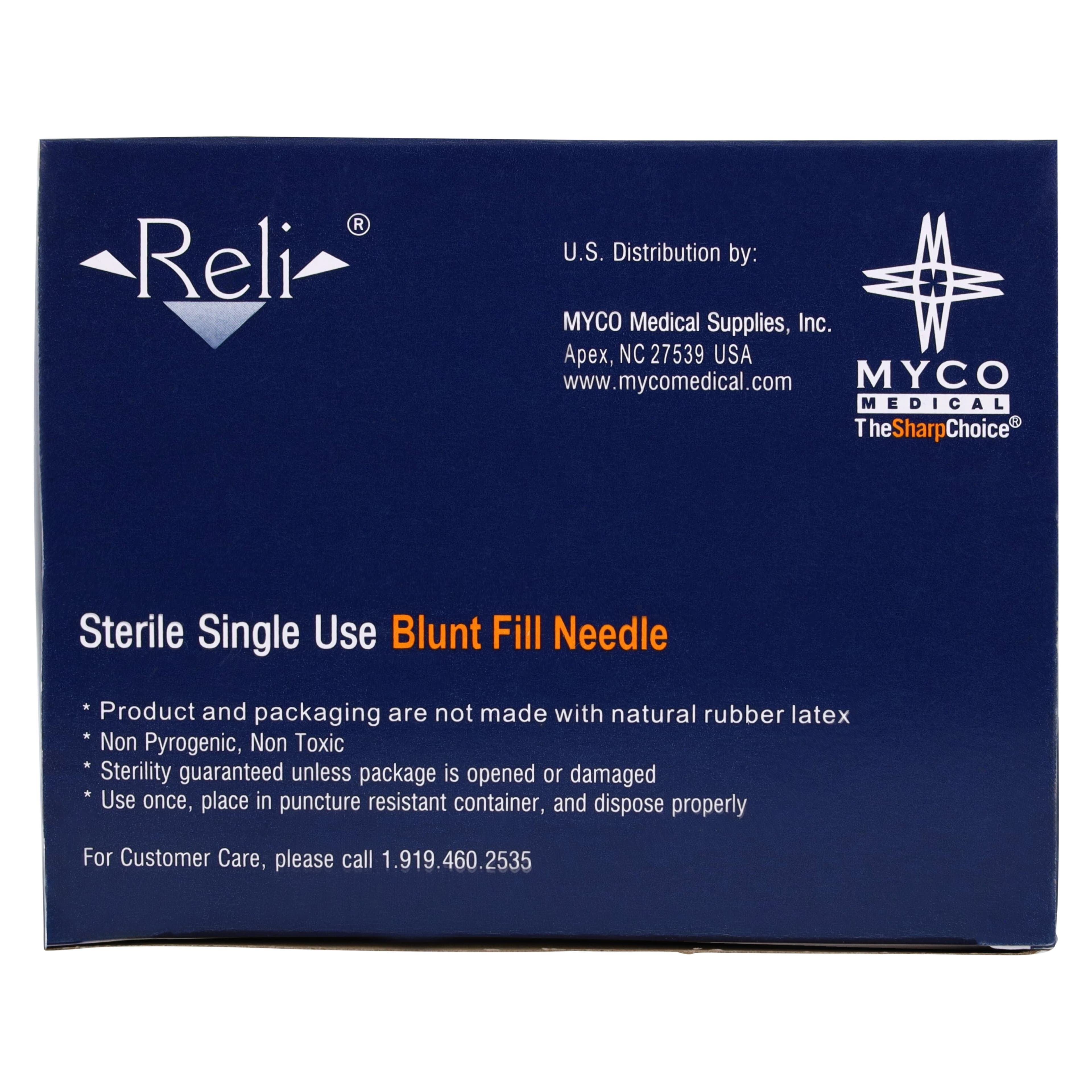 Reli Needle Blunt Fill, 18G x 1", Sterile, Single-Use, Non-Safety, 100/Bx, BFN18G101 thumbnail 7