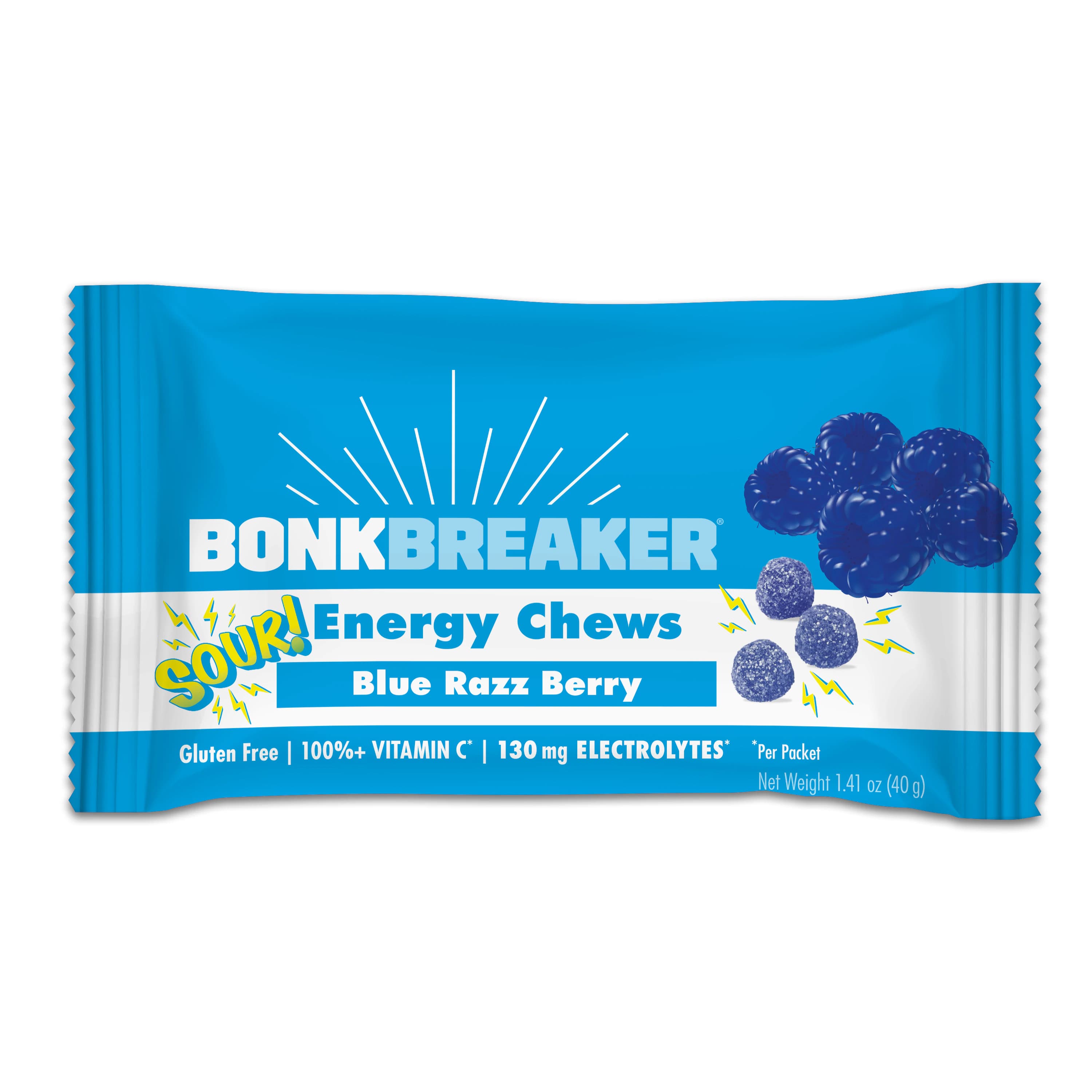Bonk Breaker Energy Chews, Blue Raspberry, 10 Count Carton - Bonk Breaker Blue Razz Energy - Image 1