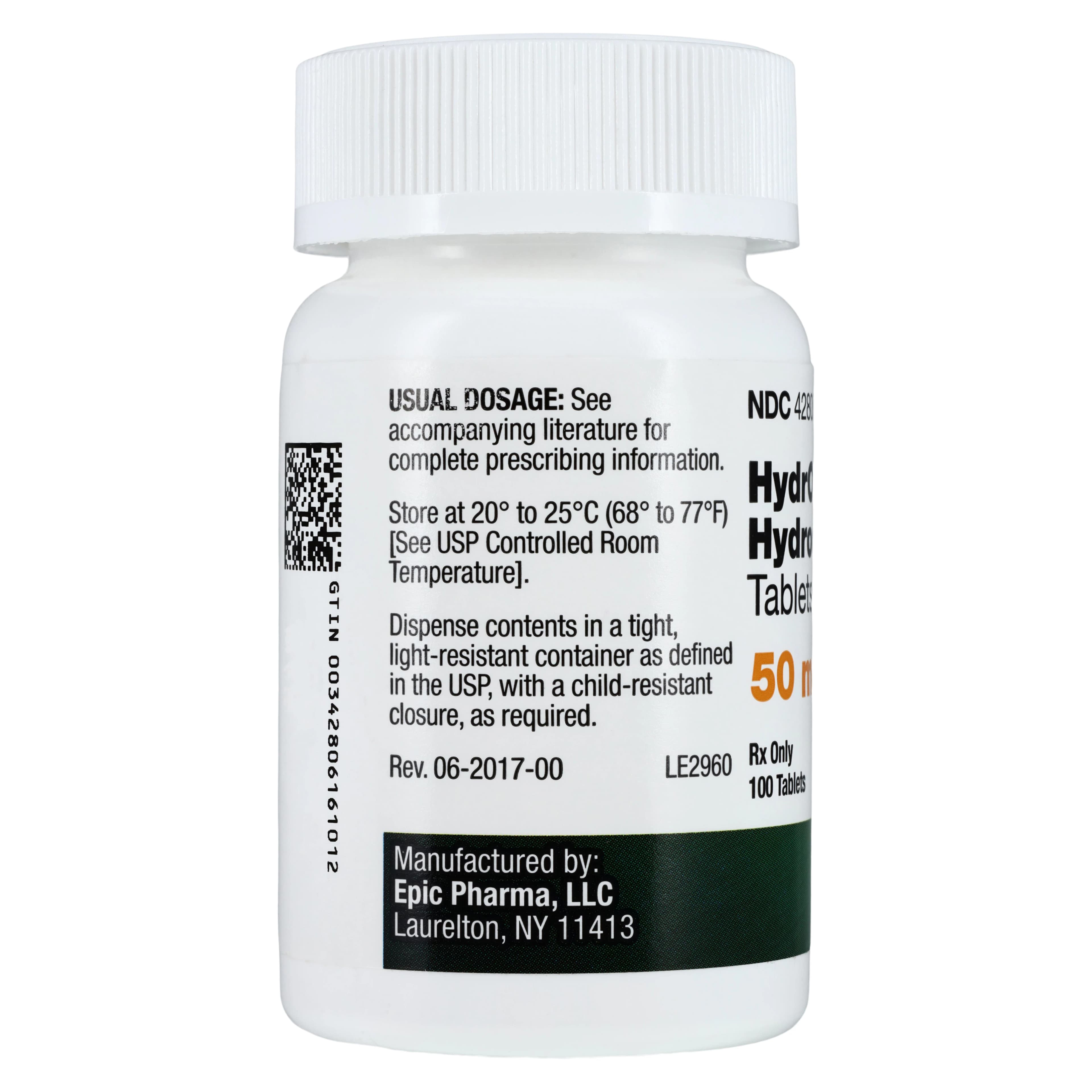 Hydroxyzine HCl Tablets, 50mg, 100/Bottle, Epic Pharma thumbnail 2