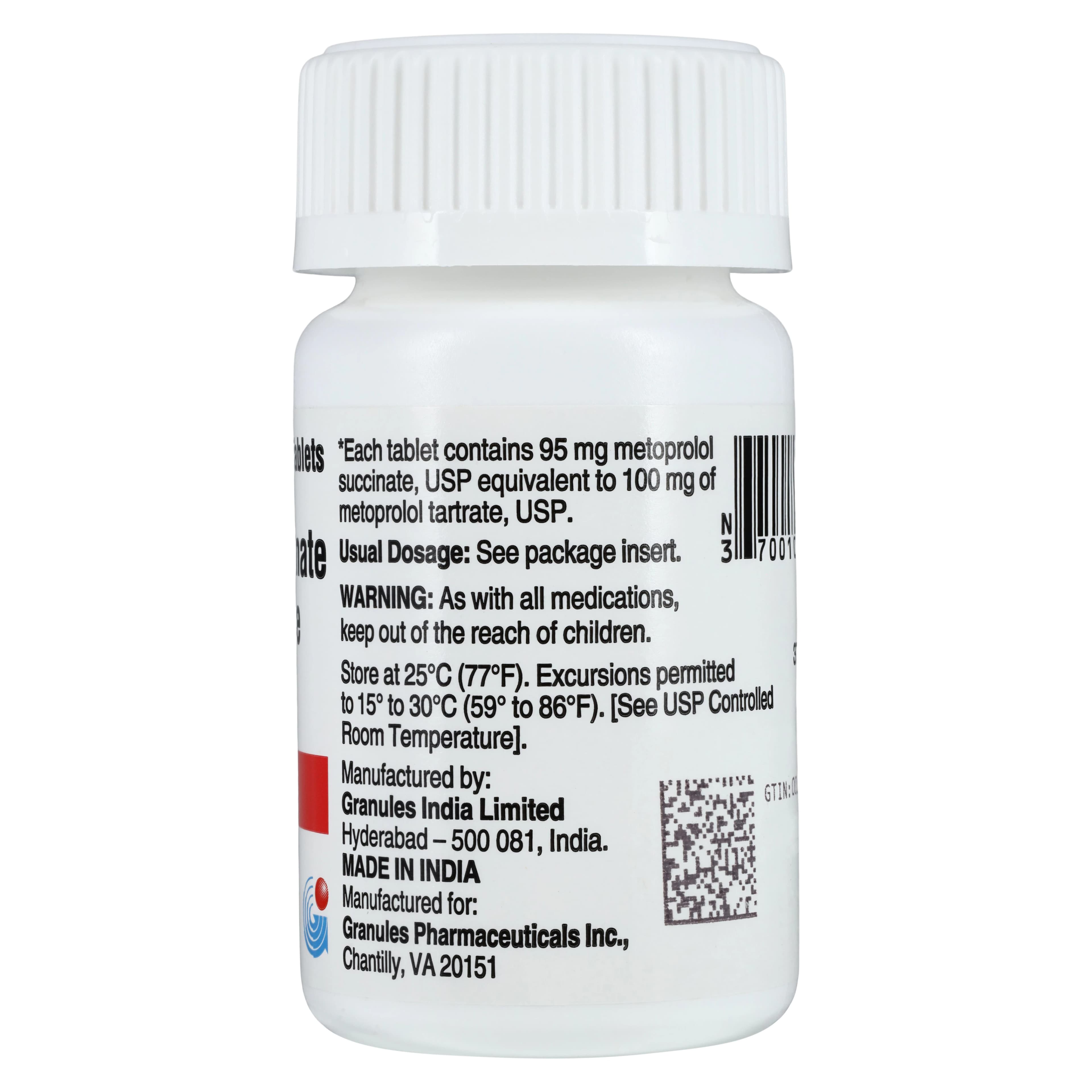 Metoprolol Succinate ER Tablets, 100mg, 100/Bottle thumbnail 2