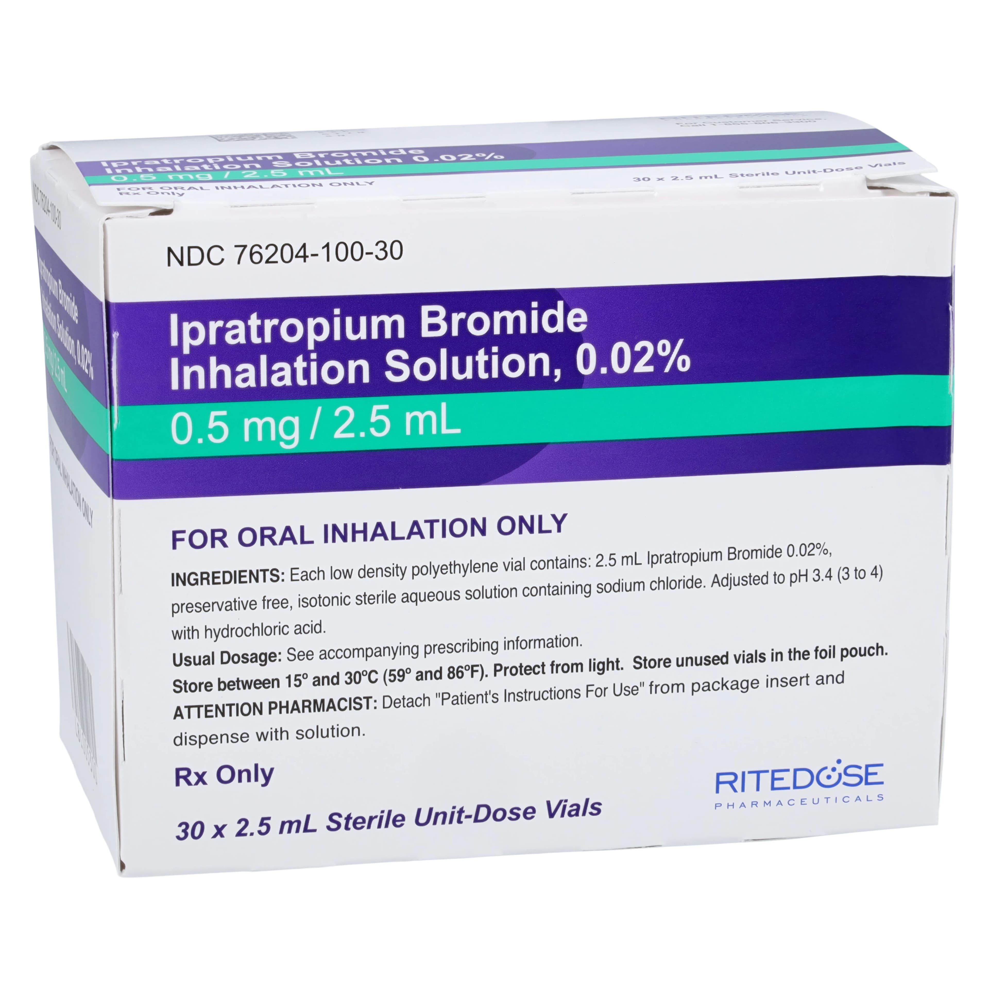Ipratropium Bromide Inhalation Solution 0.02%, 2.5mL Unit Dose Vials, 30/Package - Ipratrop Brom Inhal Sol 2.5mL - Image 1