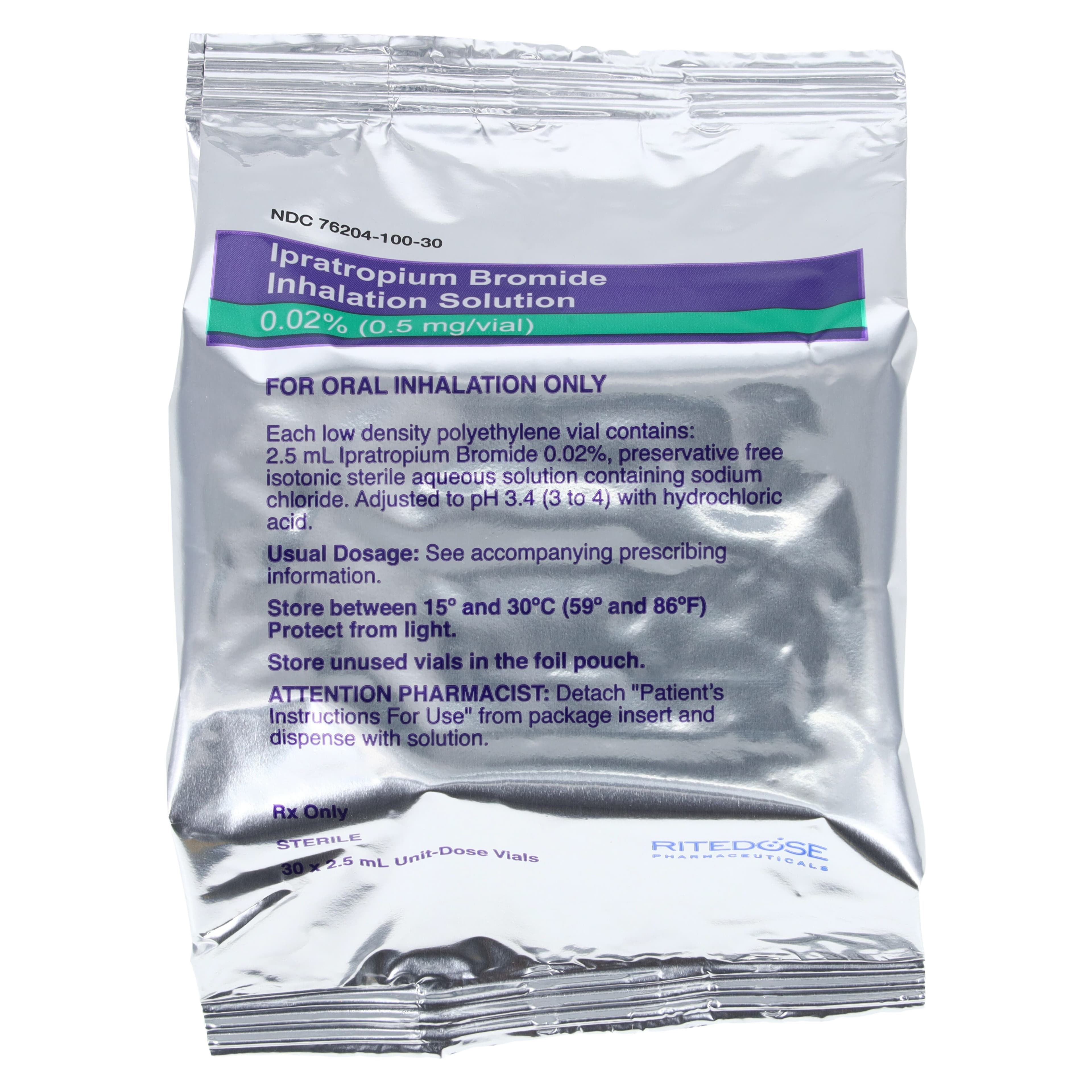 Ipratropium Bromide Inhalation Solution 0.02%, 2.5mL Unit Dose Vials, 30/Package thumbnail 2