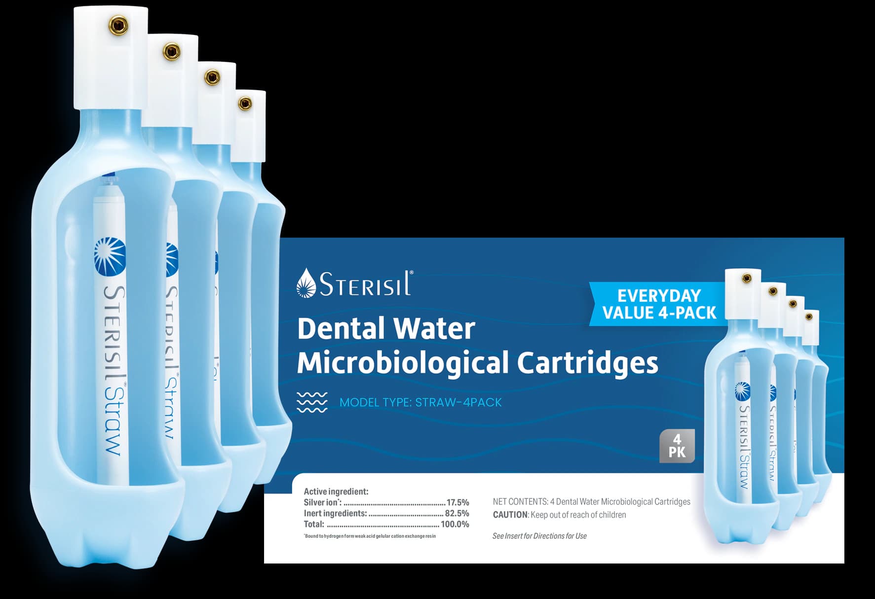 Sterisil Straw Everyday Value 4-Pack for Distilled Water, 365-Day Waterline Treatment, S365-VAL4 - Straw Everyday Value, Distilled Water, 4/Pk, S365-VAL4 - Image 1