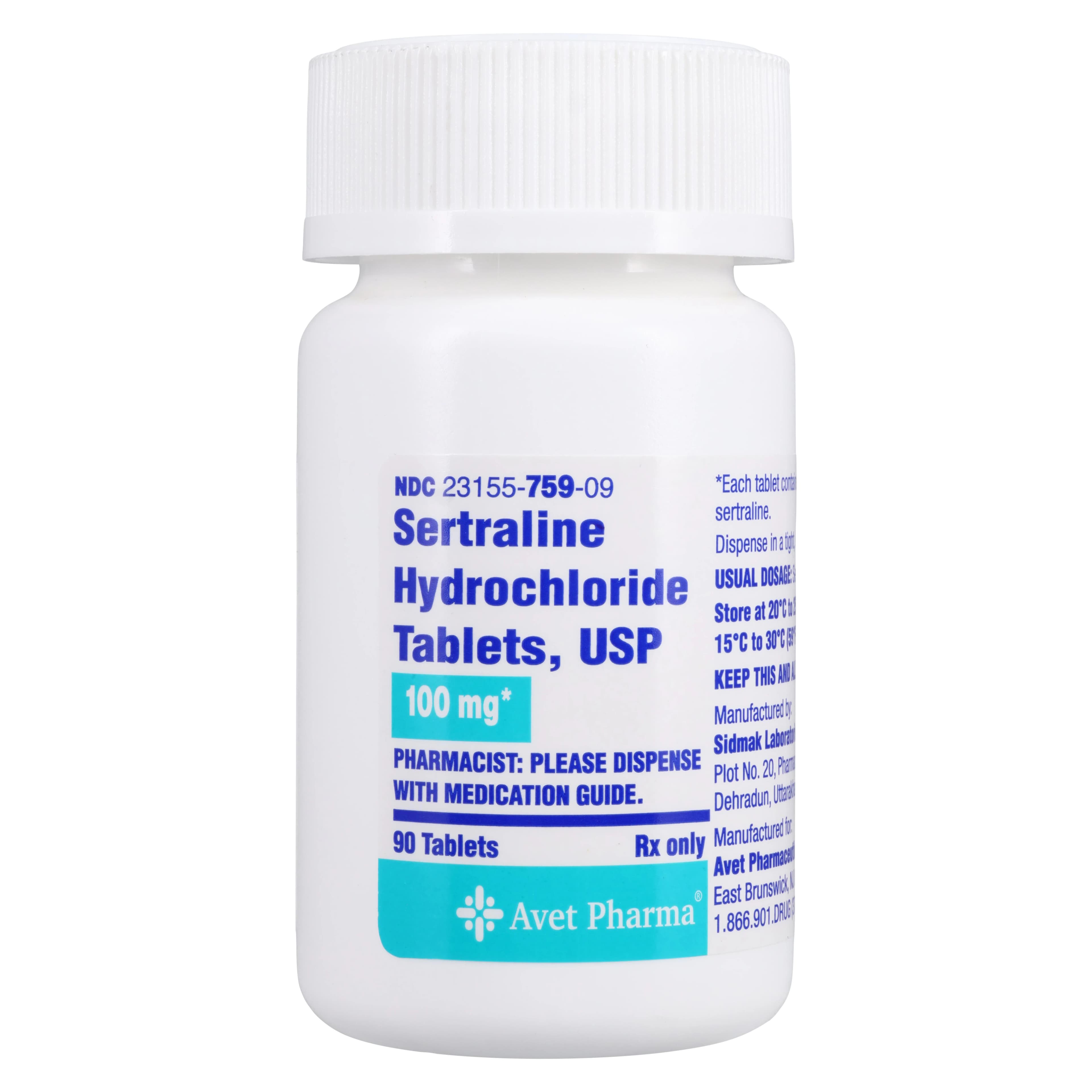 Sertraline HCl Tablets, 100mg, 90/Bottle, Heritage Pharmaceuticals - Sertraline HCl Tablets - Image 1