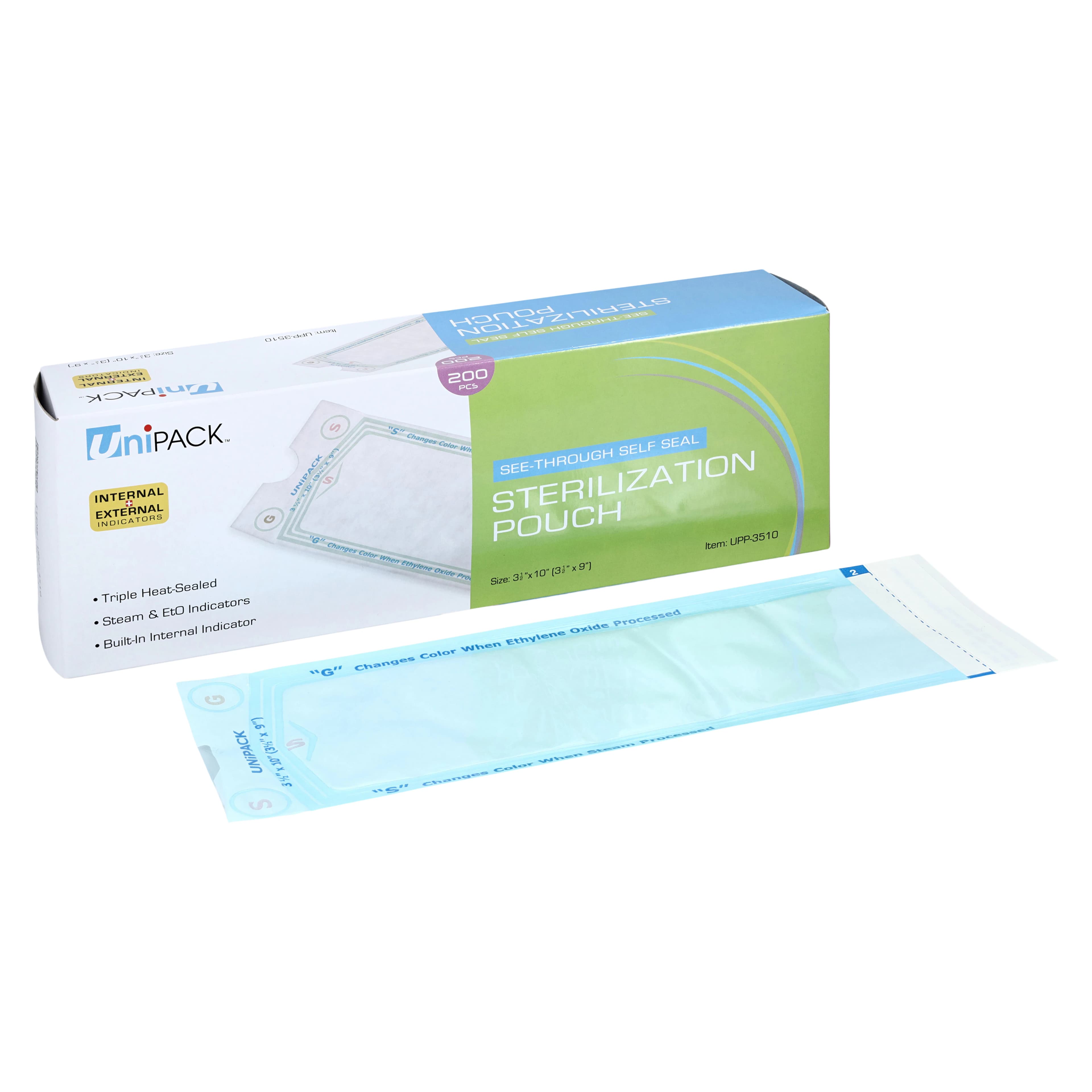 Dukal UniPack Self-Sealing Sterilization Pouches, 3.5" x 10", Blue Tint, 200/Box thumbnail 2