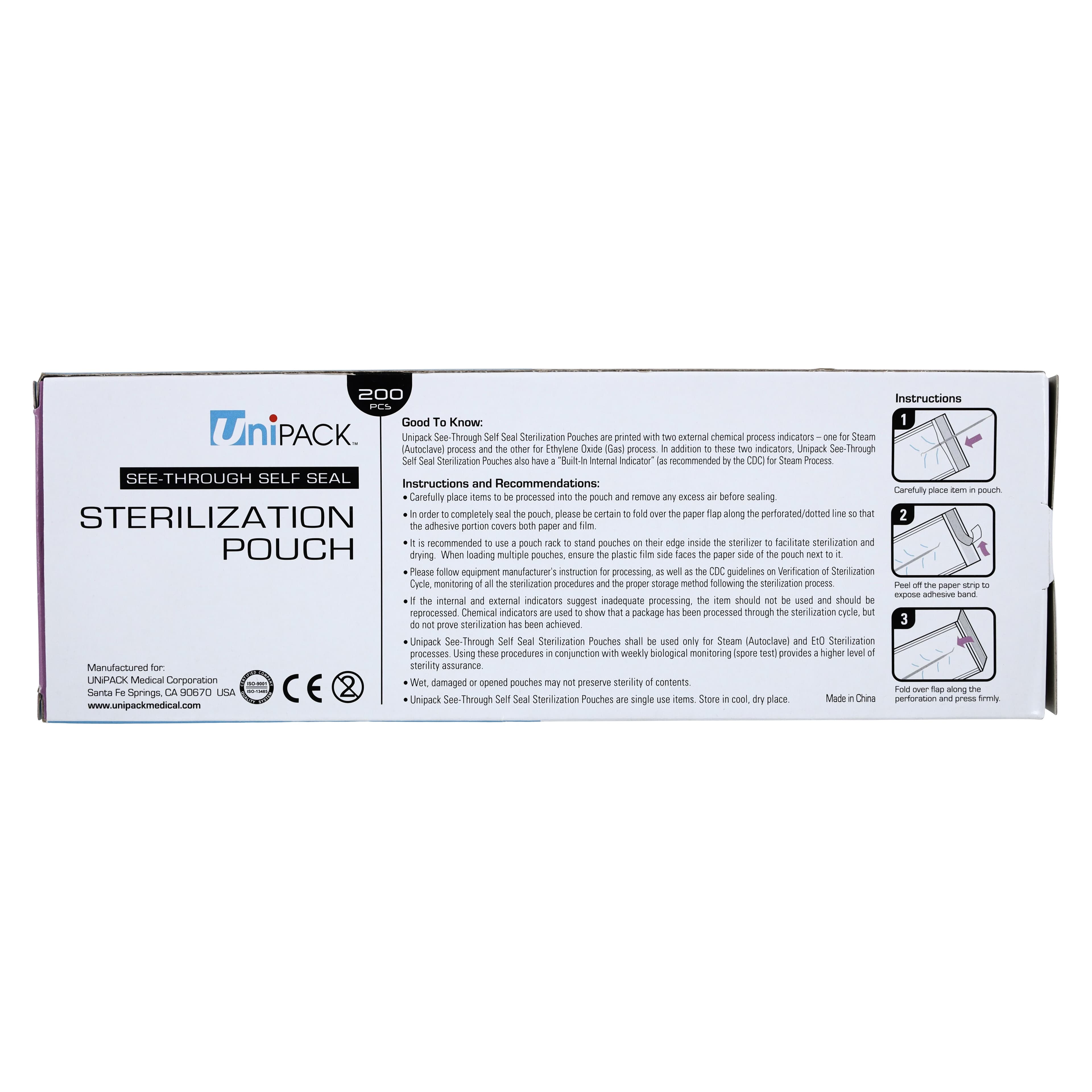 Dukal UniPack Self-Sealing Sterilization Pouches, 3.5" x 10", Blue Tint, 200/Box thumbnail 5