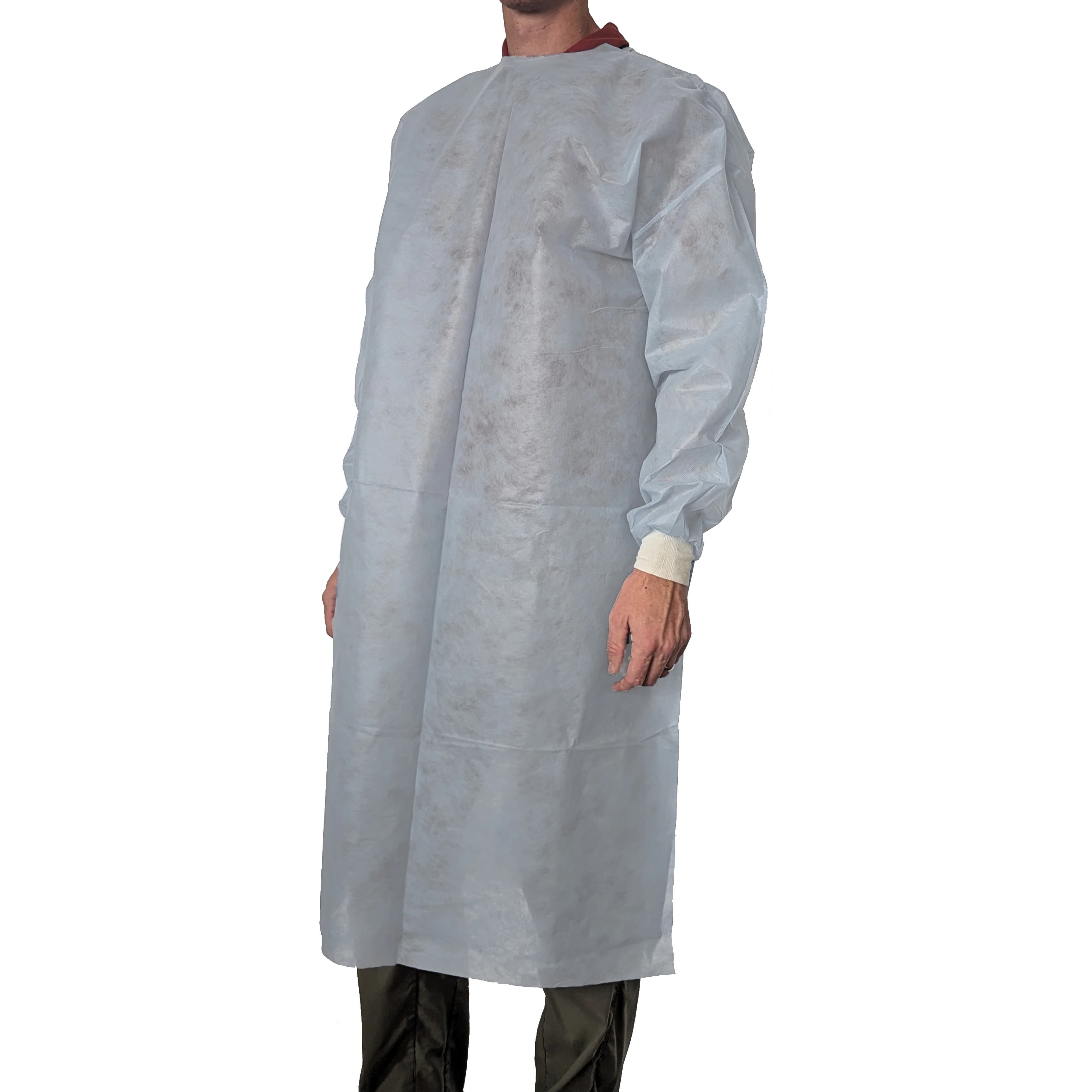 Prosafe Disposable Polypropylene Gown, Blue, Medium/Large, Non-Sterile, Full Back, Knit Cuffs, 5/Bag thumbnail 2