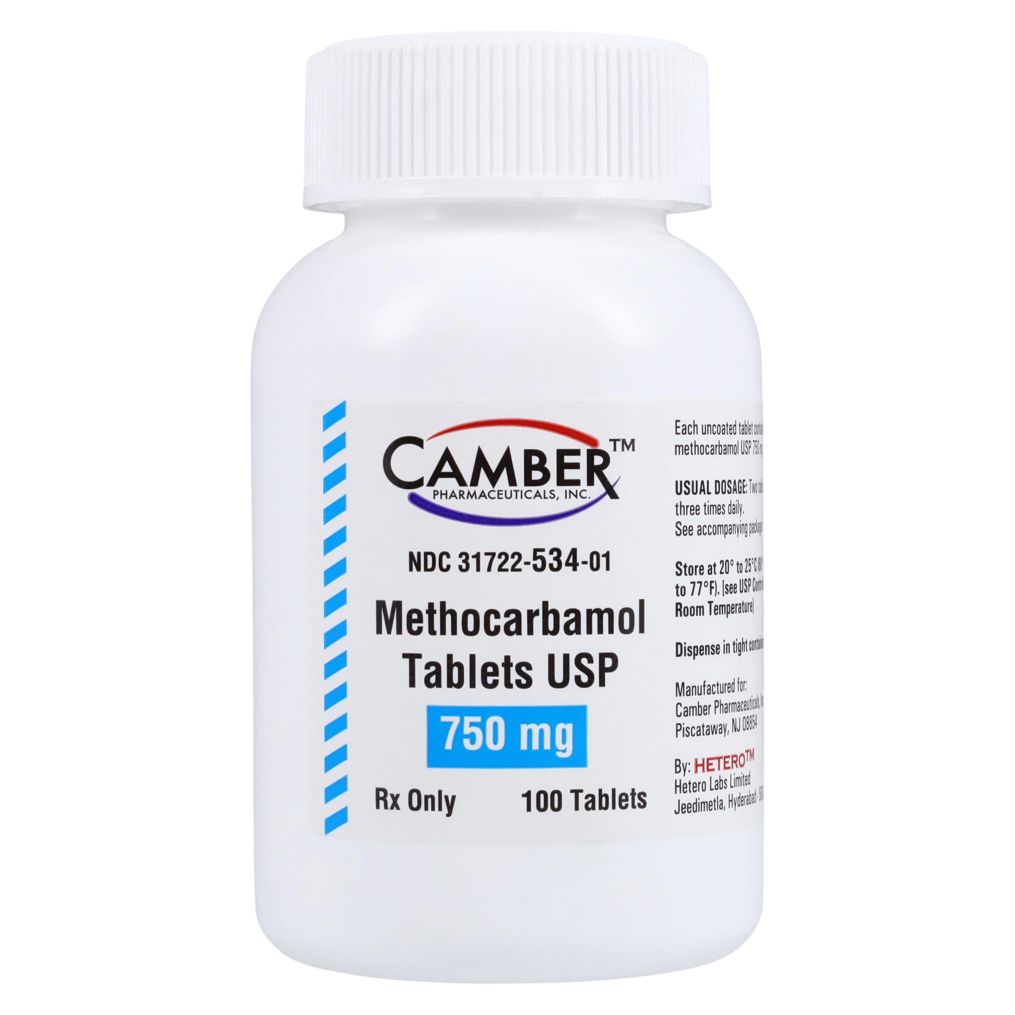 Methocarbamol Tablets, 750mg, 100/Bottle, Camber Pharmaceuticals - Methocarbamol Tablets - Image 1