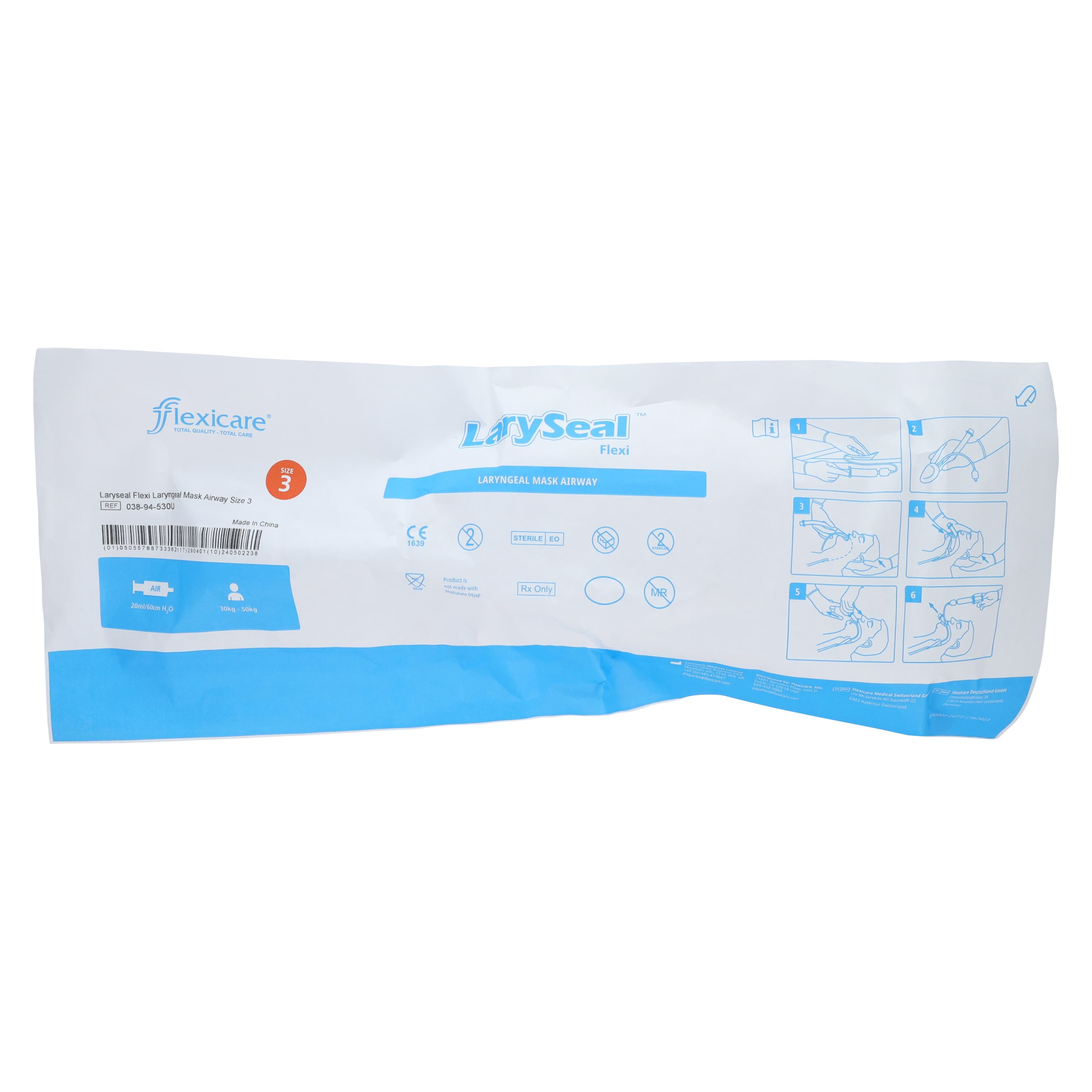 LarySeal Flexi Mask Airway, Size 3 (Child 30-50kg), Disposable, Wire Reinforced, Each thumbnail 5