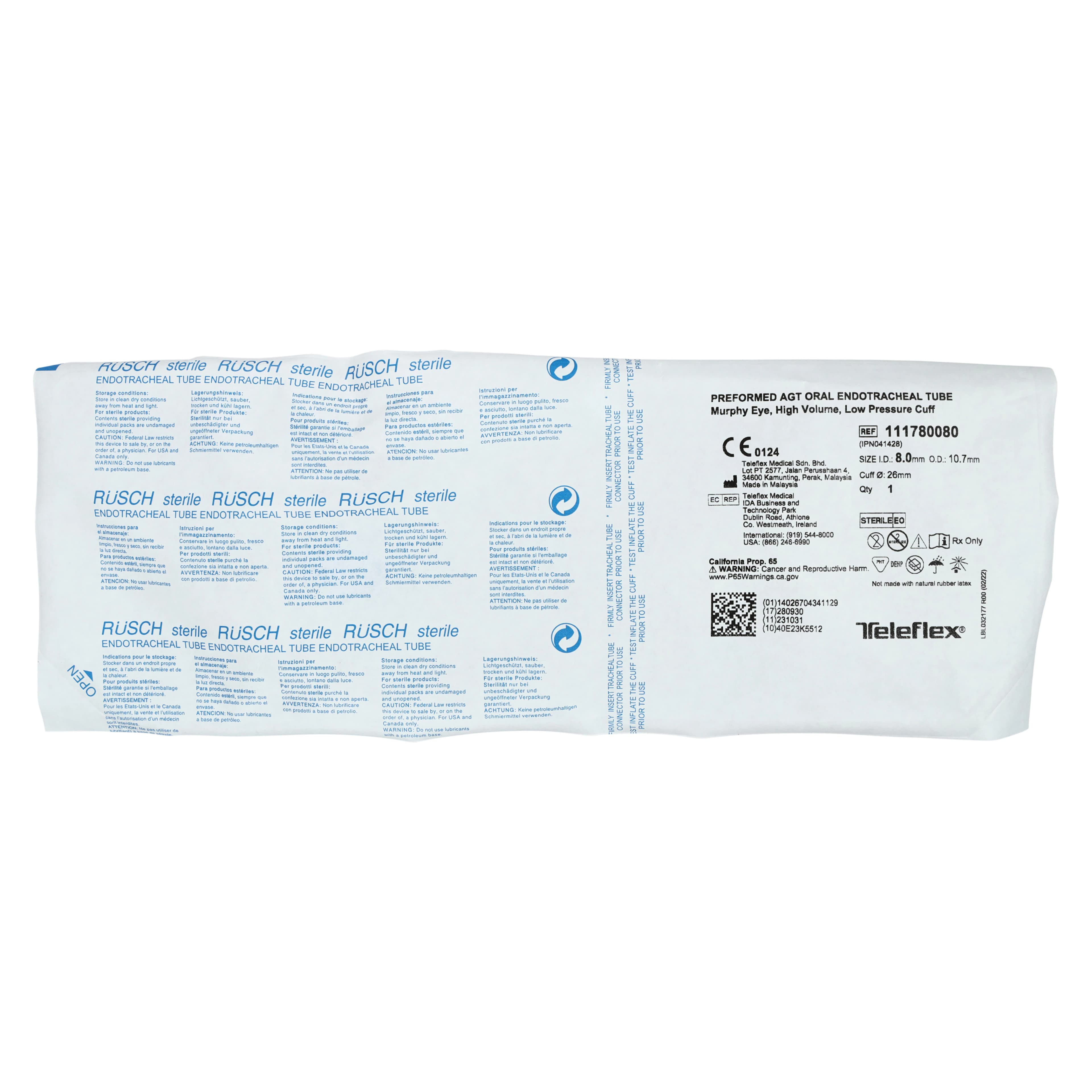 Teleflex AGT Endotracheal Tube, Angled, Cuffed, 220mm thumbnail 2
