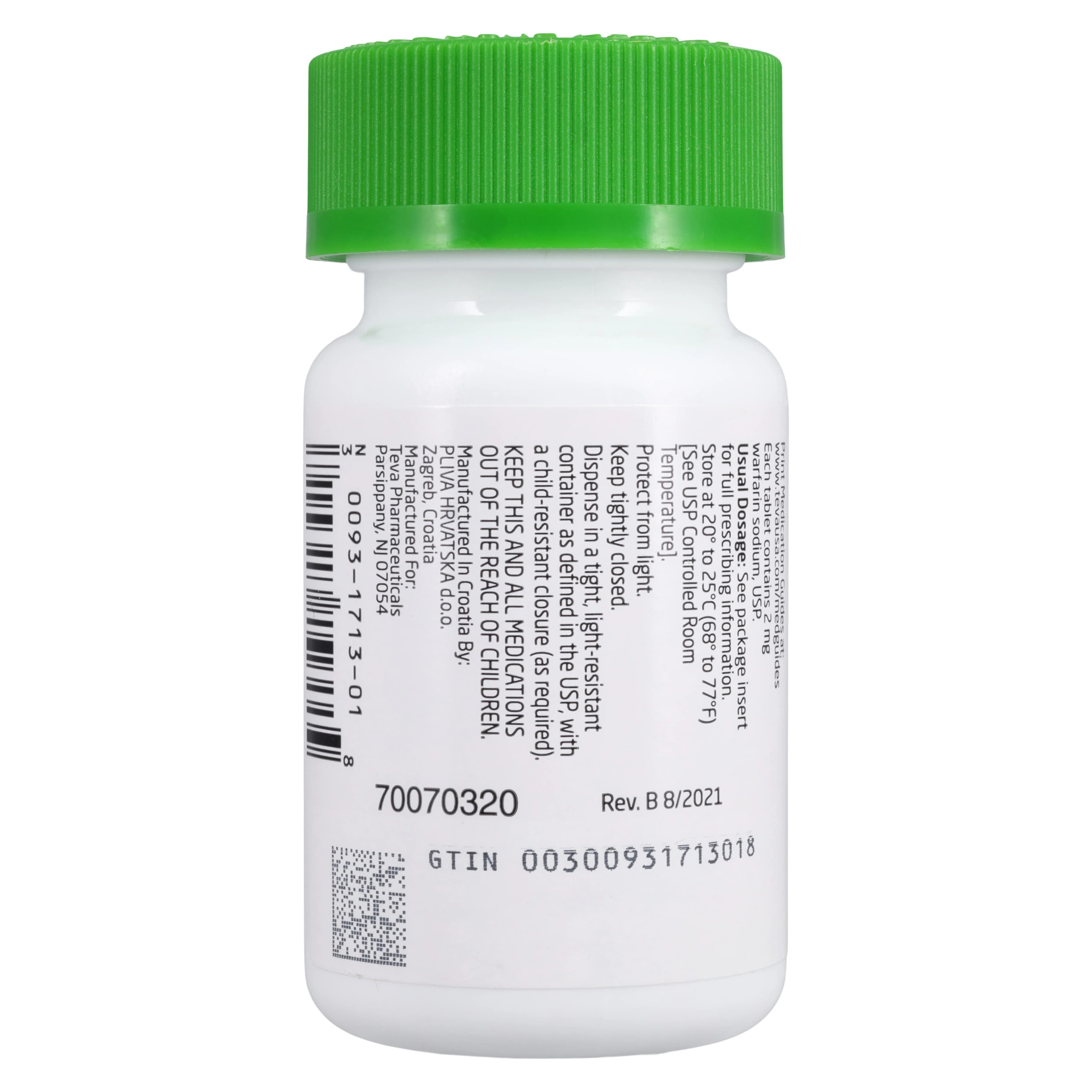Warfarin Sodium Tablets, 2mg, 100/Bottle thumbnail 2