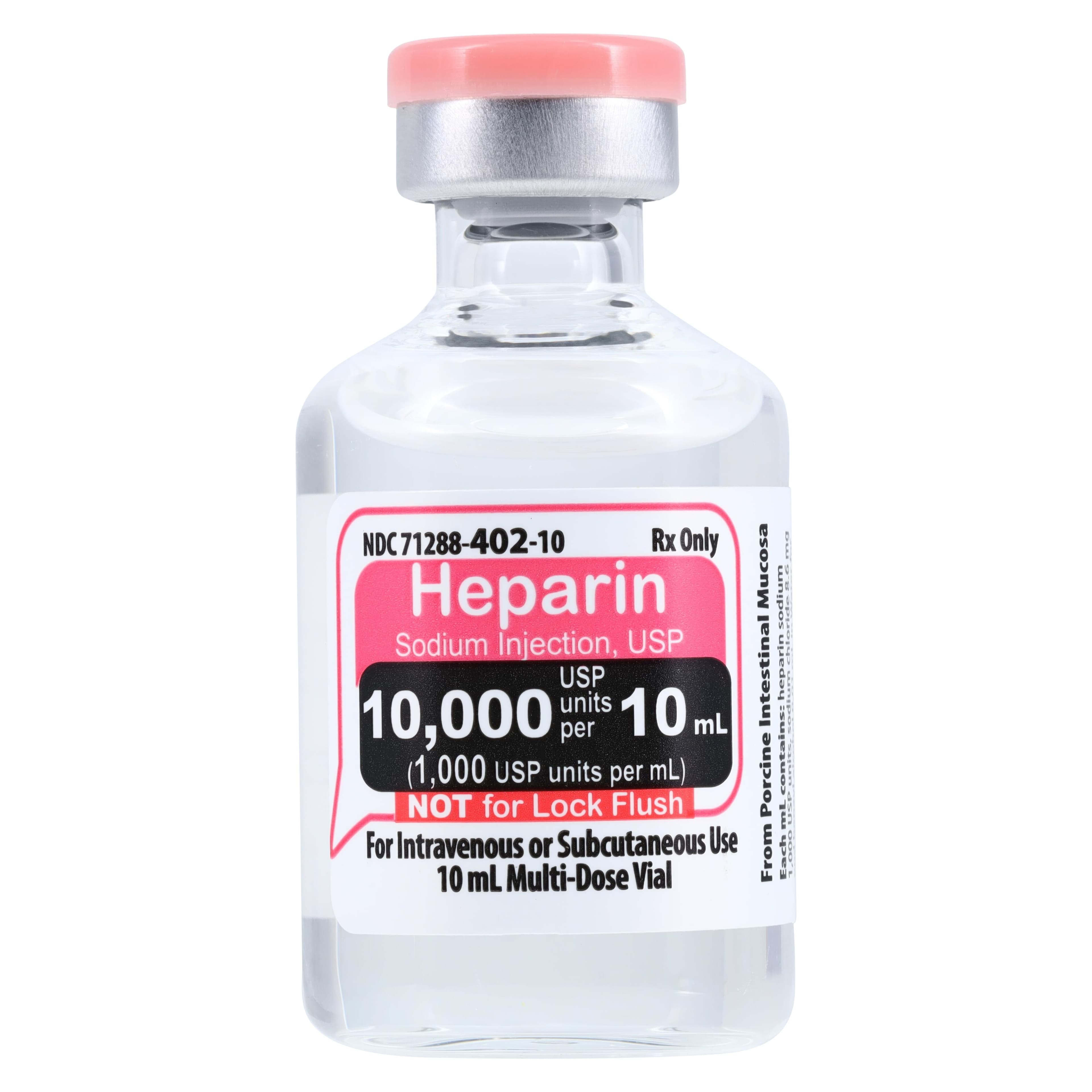 Heparin Sodium (Pork) Injection, 1,000 USP Units/mL, 10 mL Multiple-Dose Vial, 25/Package, Meitheal Pharmaceuticals thumbnail 2