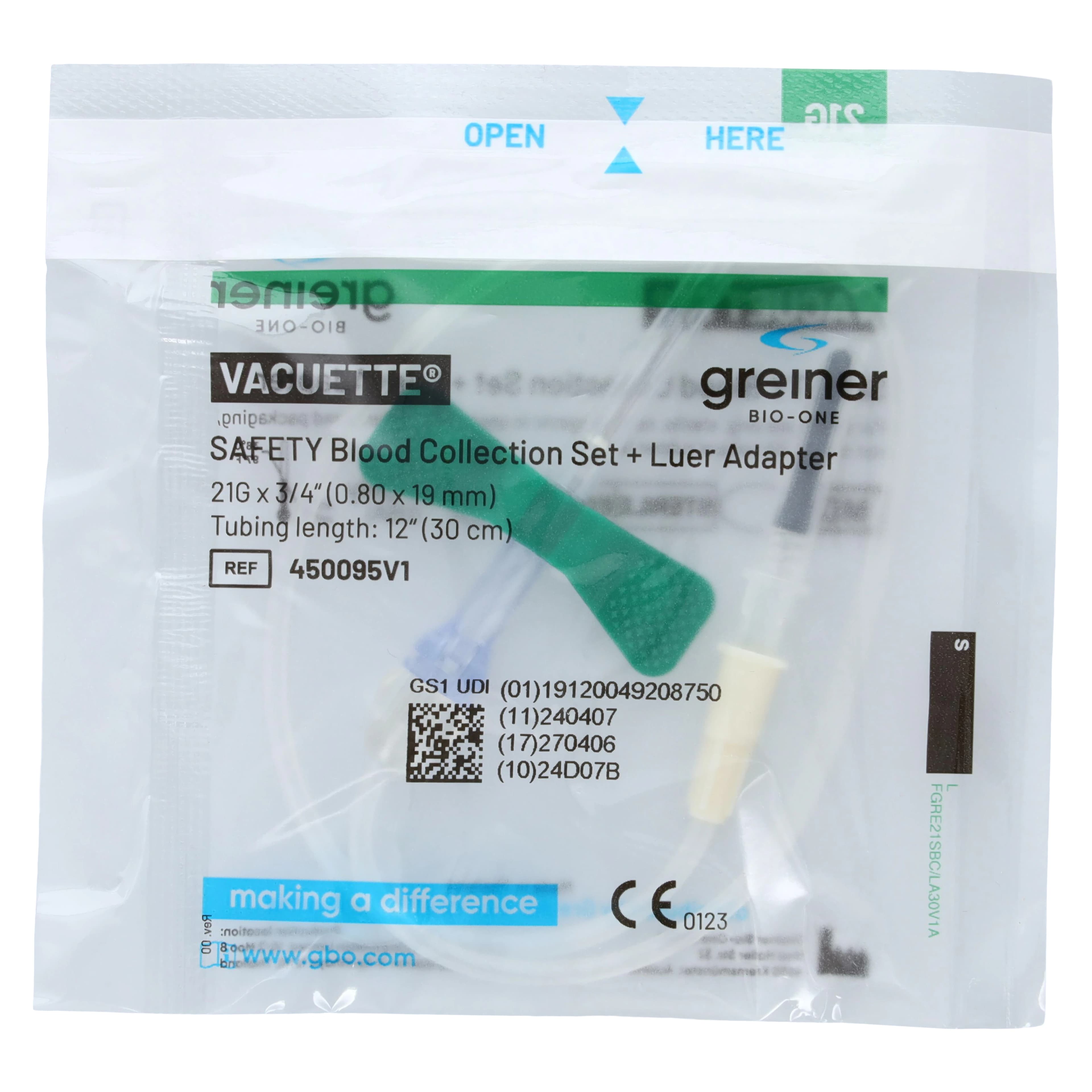Greiner Bio-One Vacuette Blood Collection Set, 21G x 3/4" Needle, 30cm Tubing, Safety, 90/Box thumbnail 2