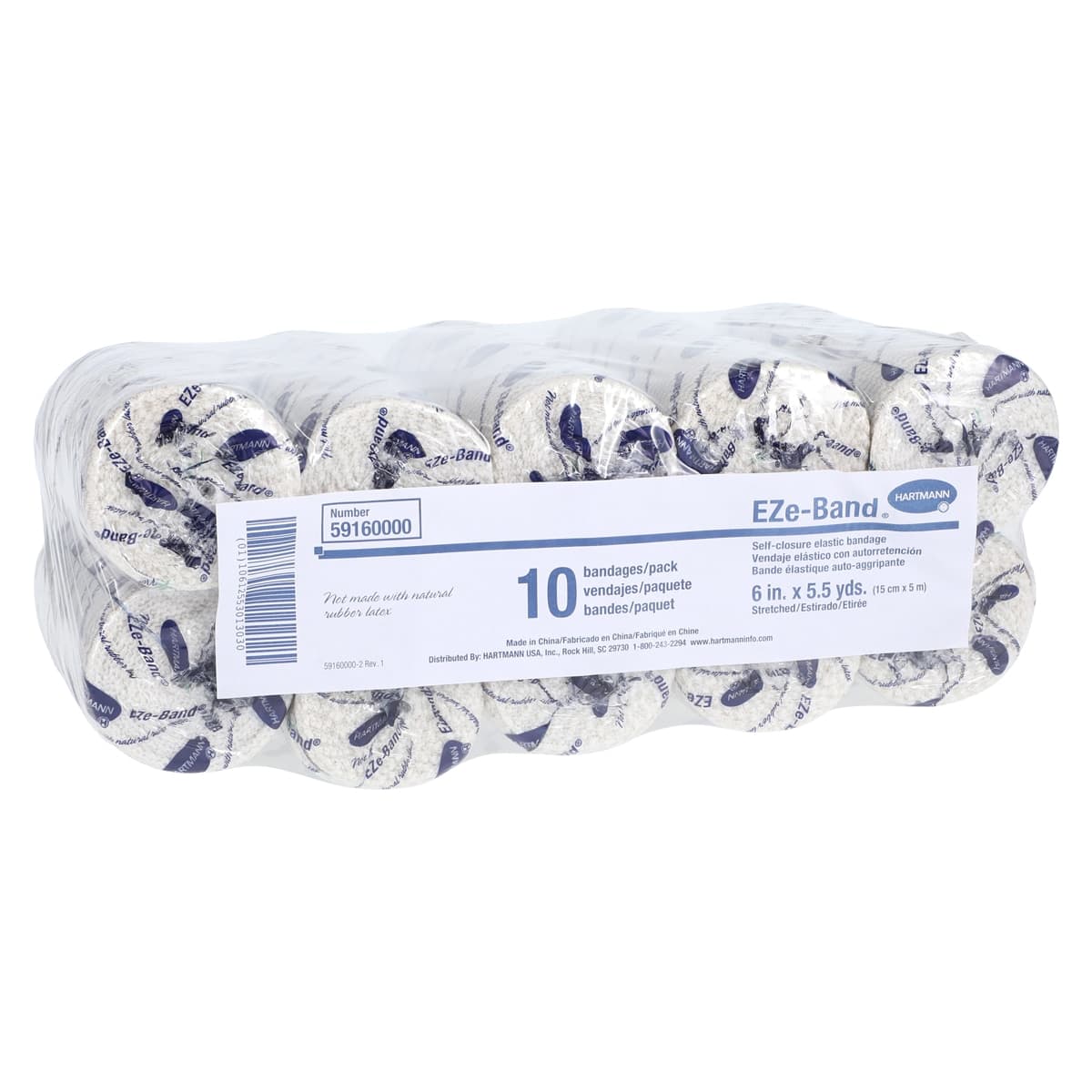 Hartmann EZe-Band LF Elastic Bandage, Cotton/Polyester, 6" x 5.5 yd, Beige, Non-Sterile, 10/Box - Bandage Elast EZe-Band LF NS - Image 1