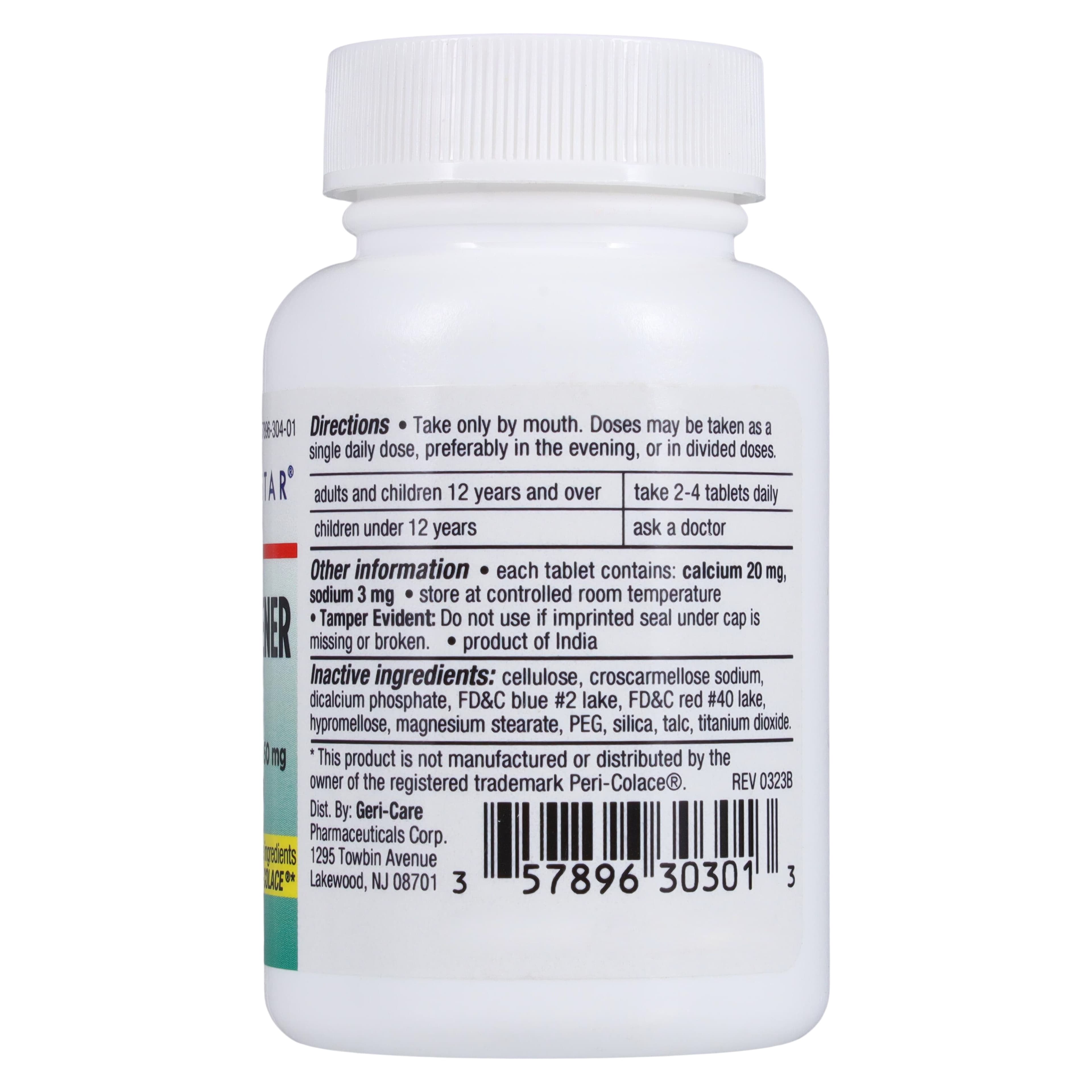 Geri-Care Docusate Sodium/Senna Tablets, 50mg/8.6mg, 100 Count Bottle thumbnail 2