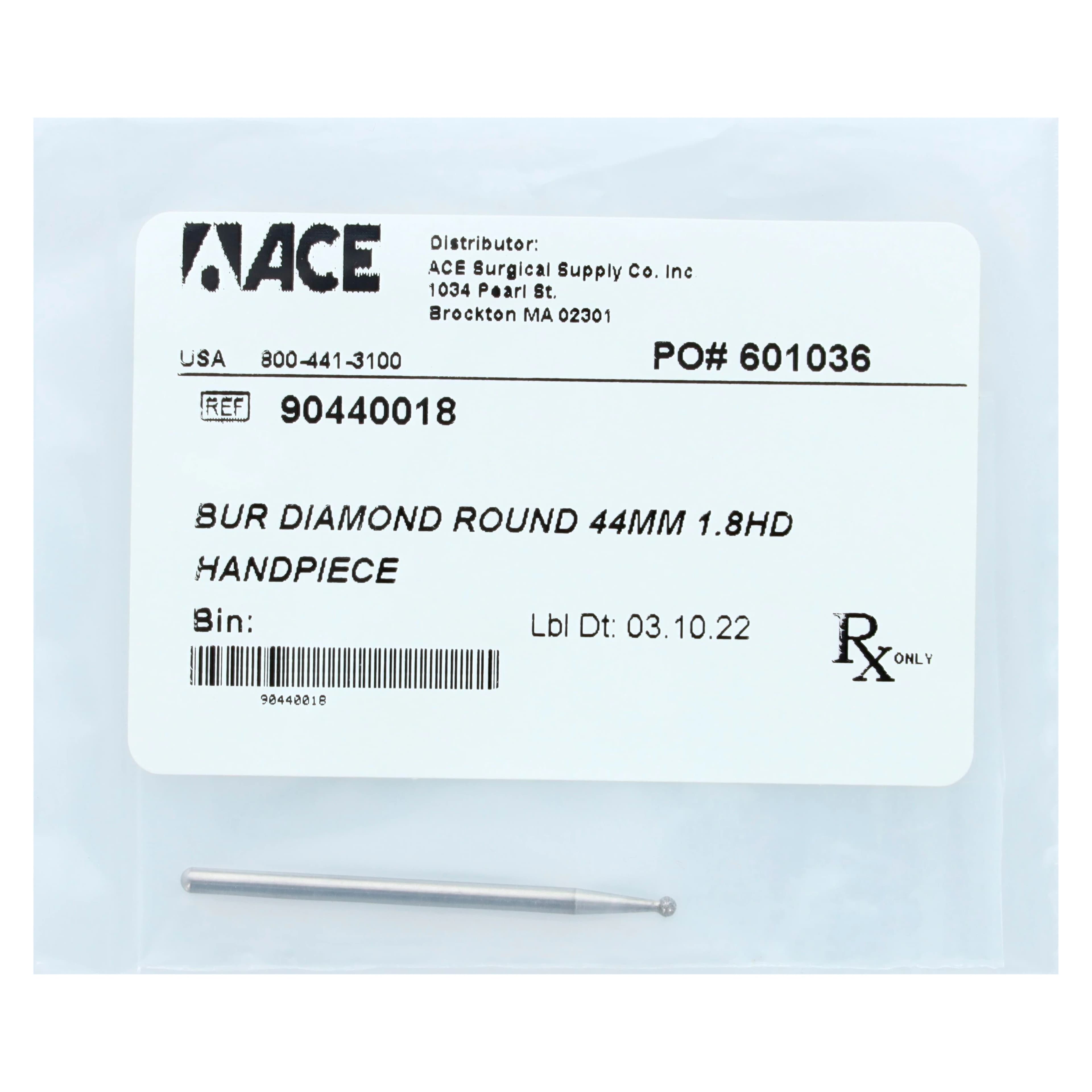 Ace Surgical Diamond Bur Round Handpiece, Medium, #6, 44.0 mm thumbnail 4