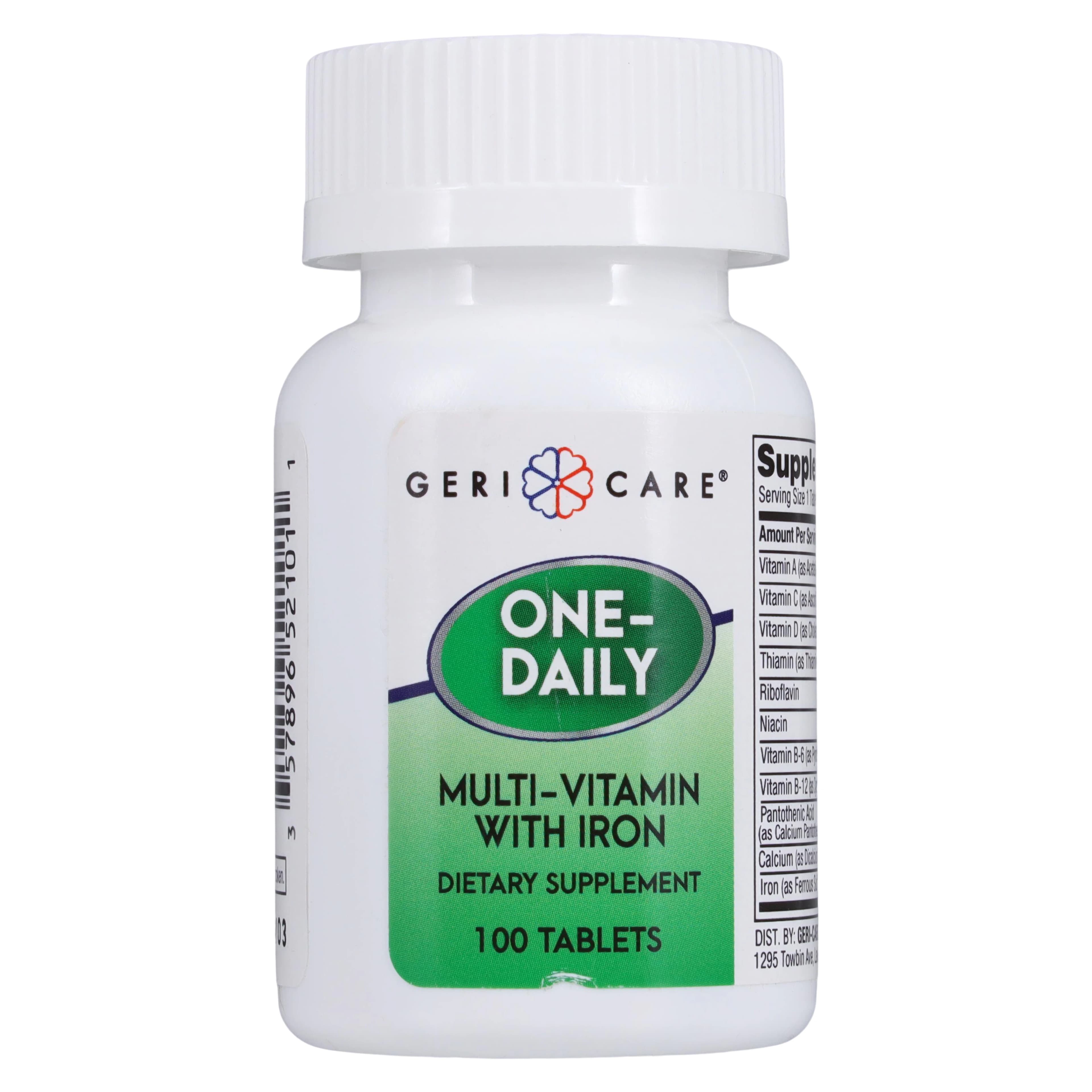 Geri-Care Daily Multi Vitamin with Iron Tablets, 100/Bottle - Daily Multi Vitamin/Iron Tabs - Image 1
