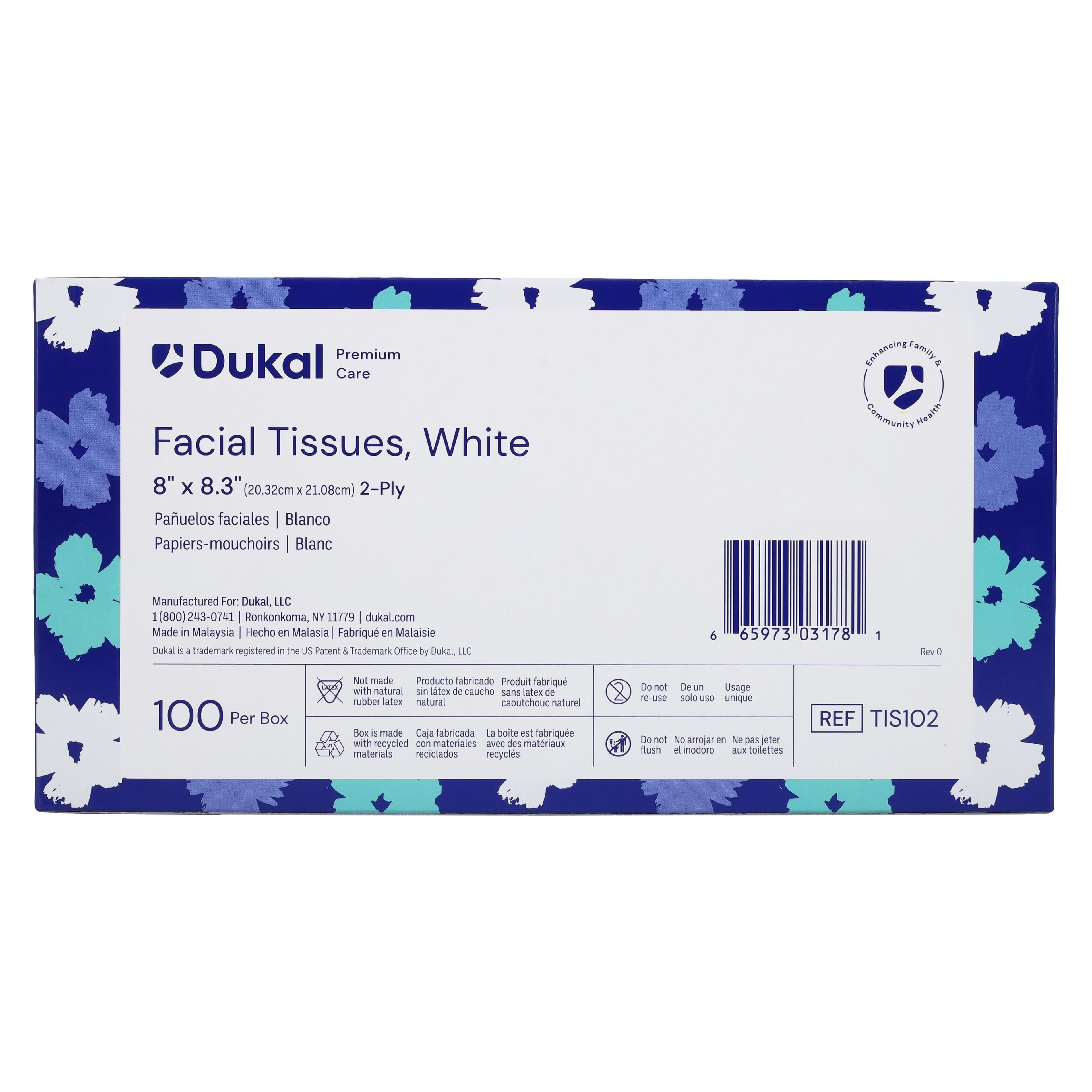 Facial Tissue, Premium 2-Ply, White, 8 in x 8.3 in, 100/Box thumbnail 3