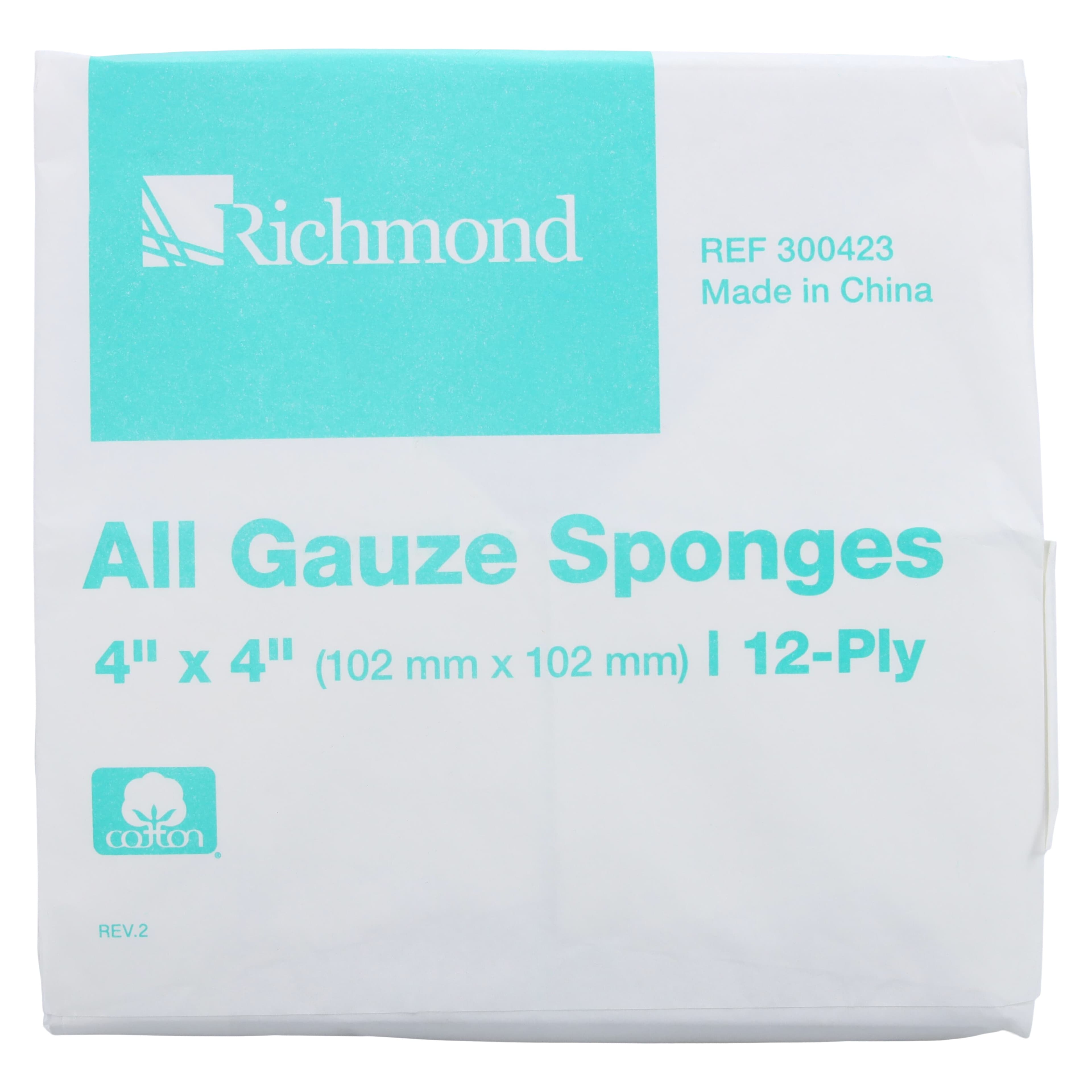Richmond 4" x 4" 12-Ply All Gauze Non-Sterile Sponges, 2000/Case (10 Sleeves of 200), 300-423 thumbnail 4