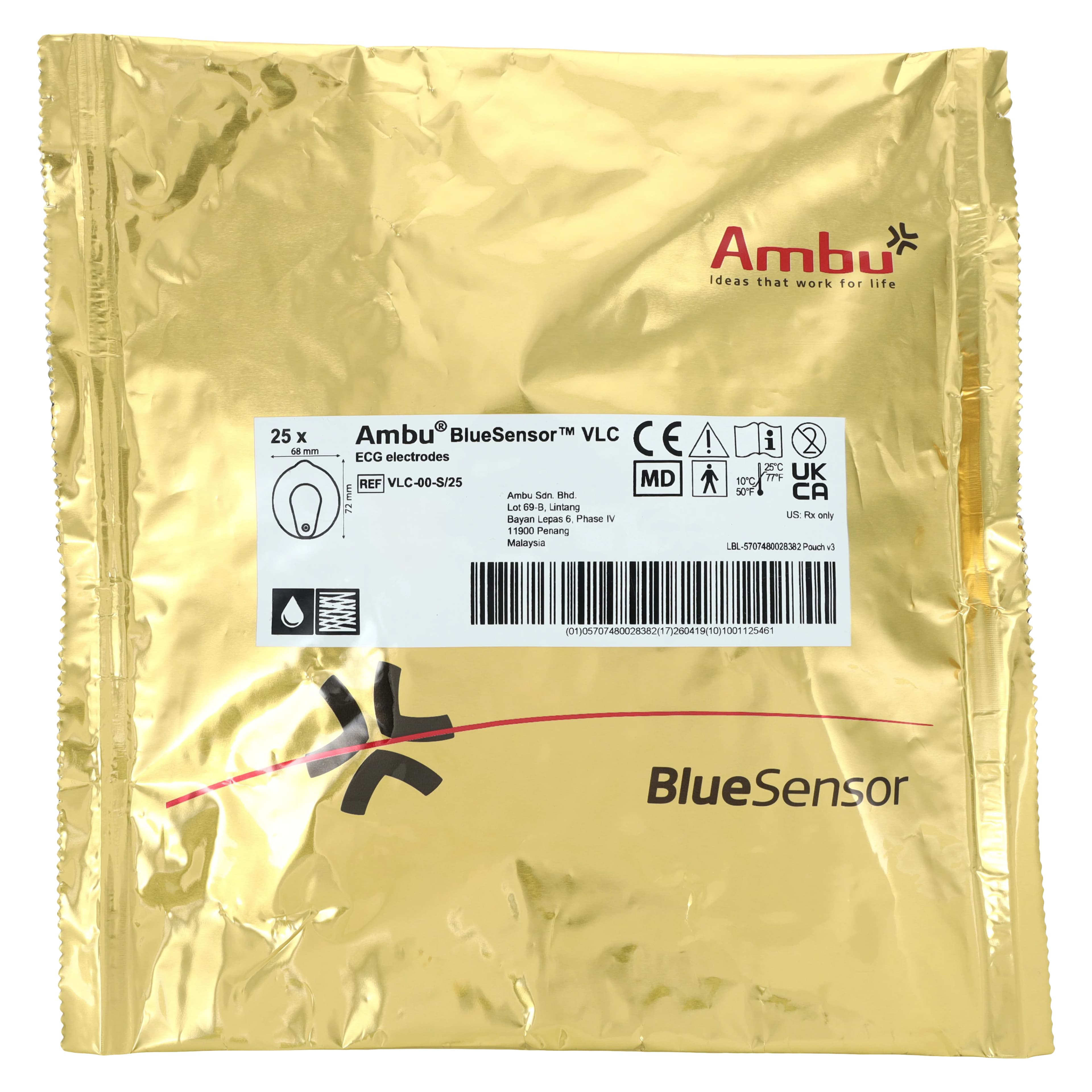 Ambu BlueSensor VLC ECG Electrode, 72x68mm, Disposable, 25/Package thumbnail 3