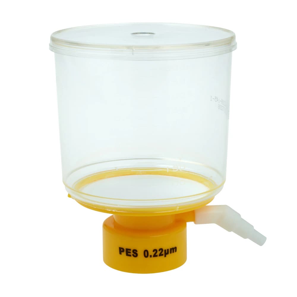 Celltreat Bottle Top Filter, 500mL, PES 0.22µm, Sterile, Polystyrene, Clear/Yellow, 24/Case - Bot Tp Filt 500mL Pes 0.22m - Image 1