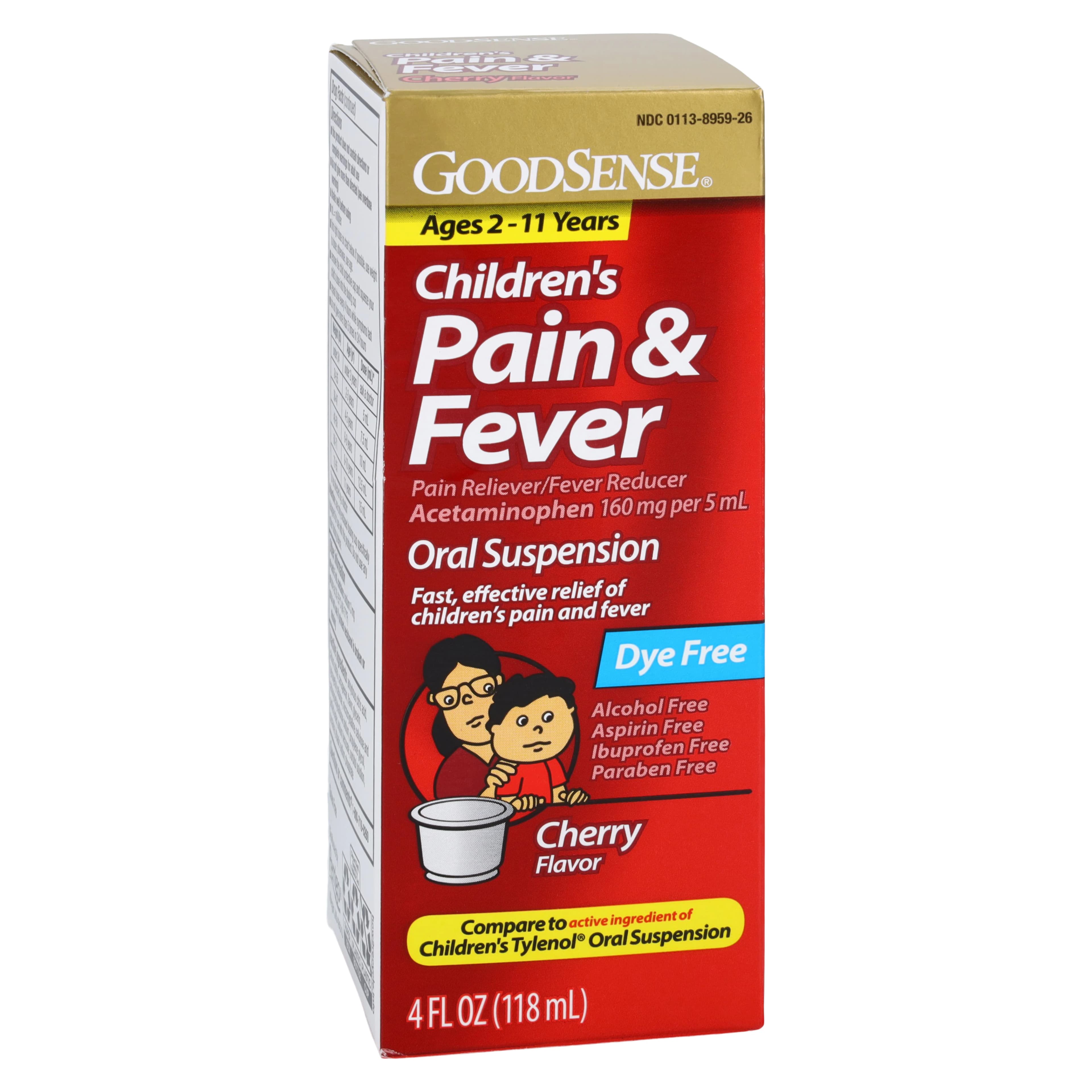 Acetaminophen Children Oral Suspension, Cherry Flavor, 4 oz Bottle - APAP Child Oral Susp Cherry - Image 1