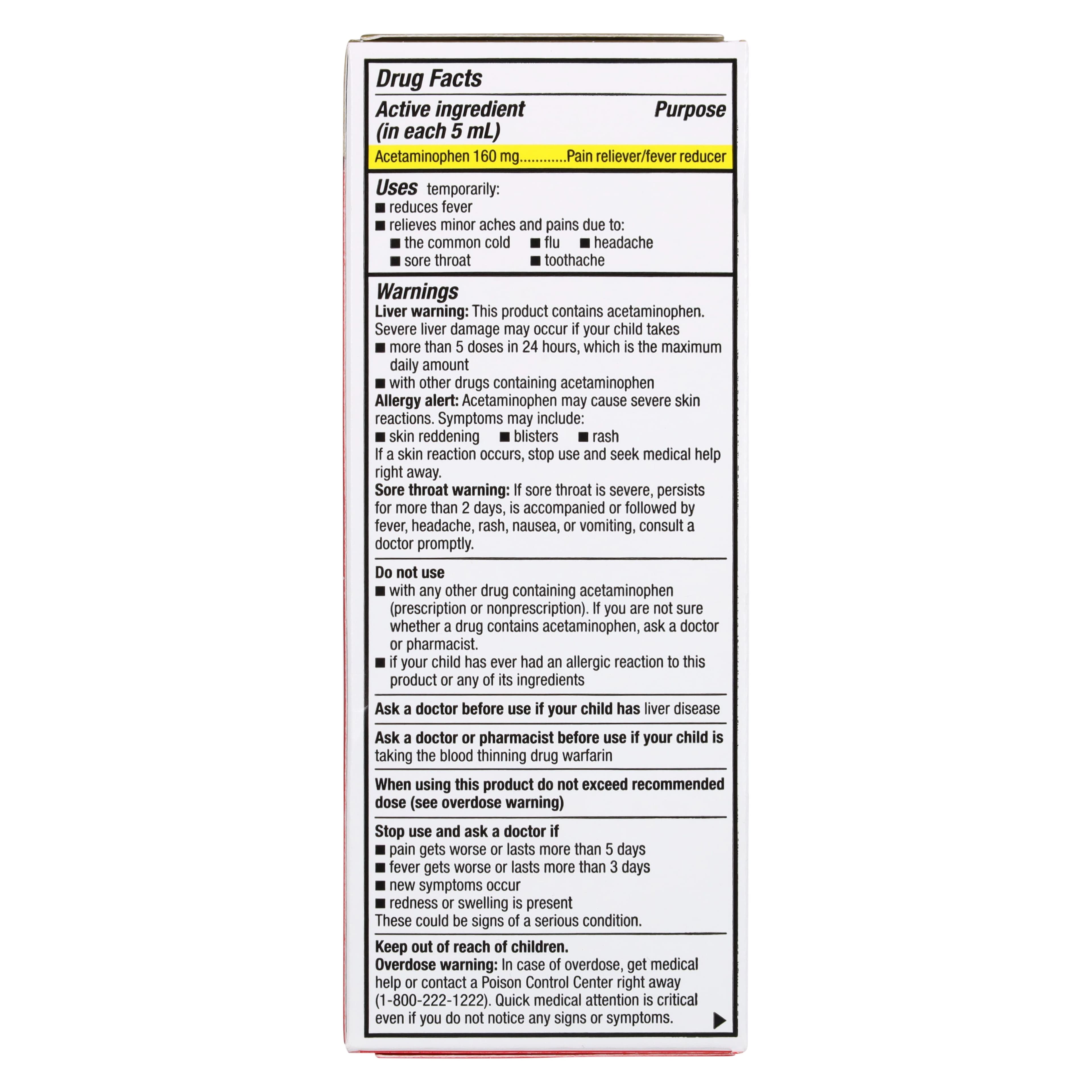 Acetaminophen Children Oral Suspension, Cherry Flavor, 4 oz Bottle thumbnail 3