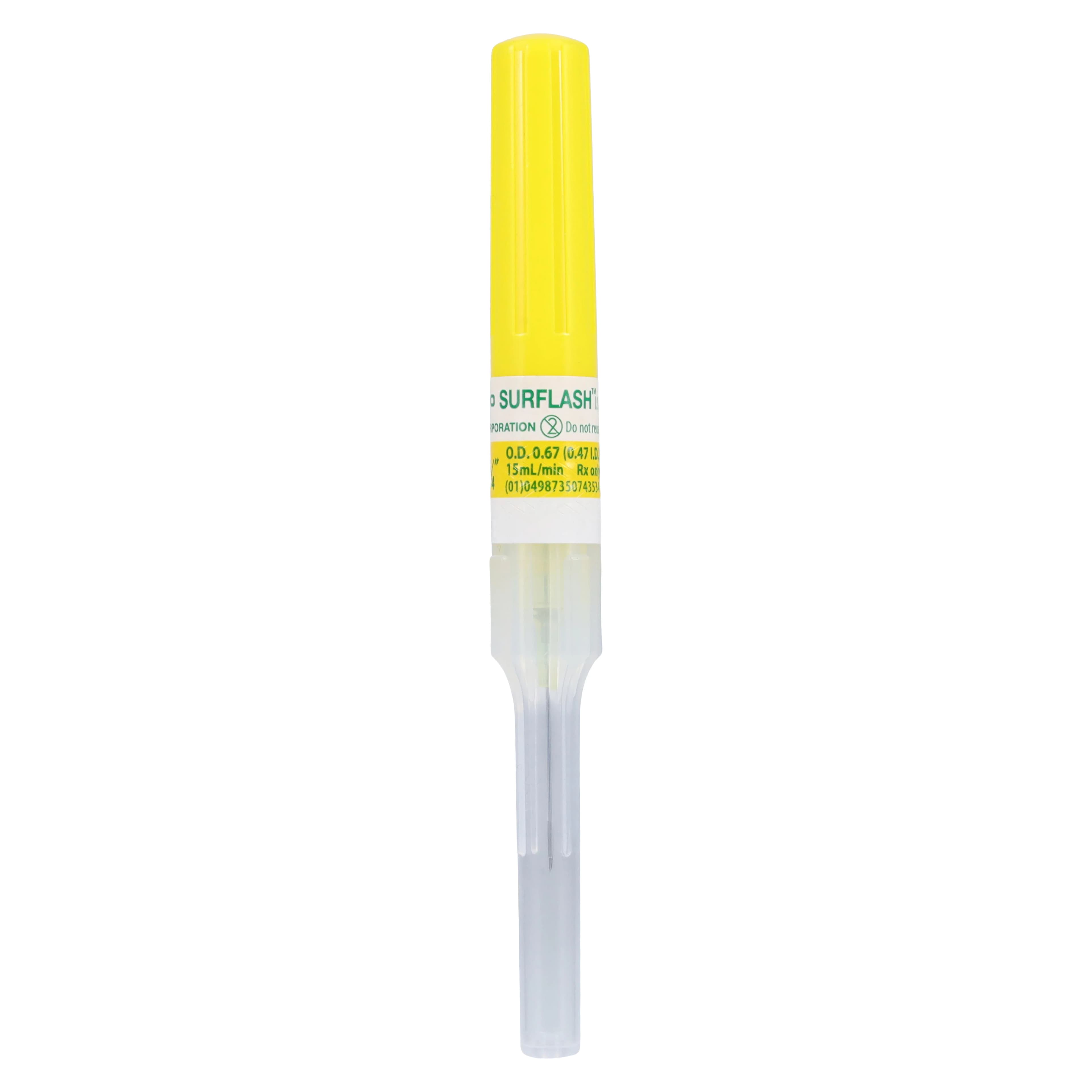 Terumo SurFlash IV Catheter, 24 Gauge, 0.75" Double-Bevel Polyurethane, Yellow, 50/Box thumbnail 4