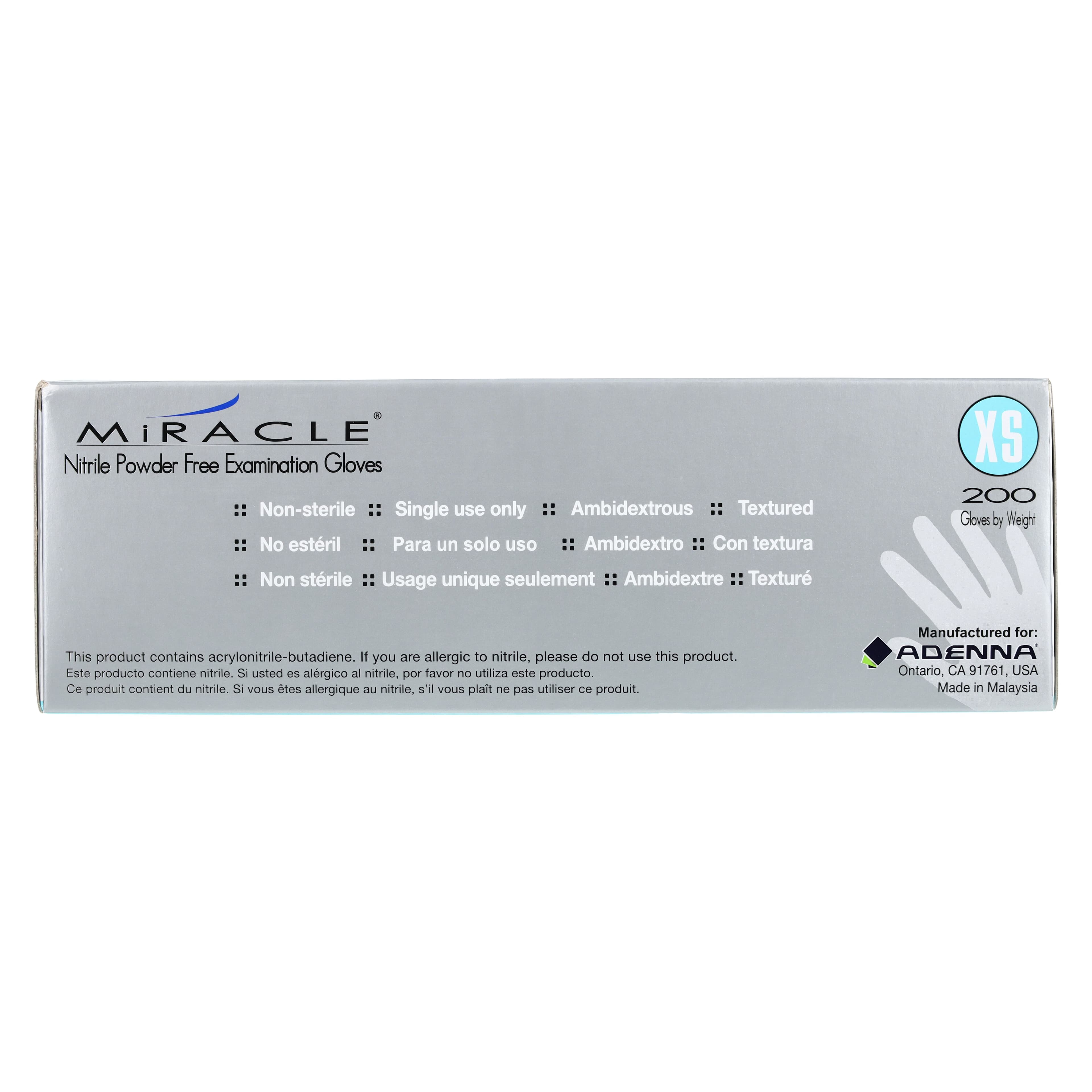 Adenna Miracle Nitrile Exam Gloves, Powder-Free, Non-Sterile, Extra Small, Blue, 200/Box, MIR160 thumbnail 5