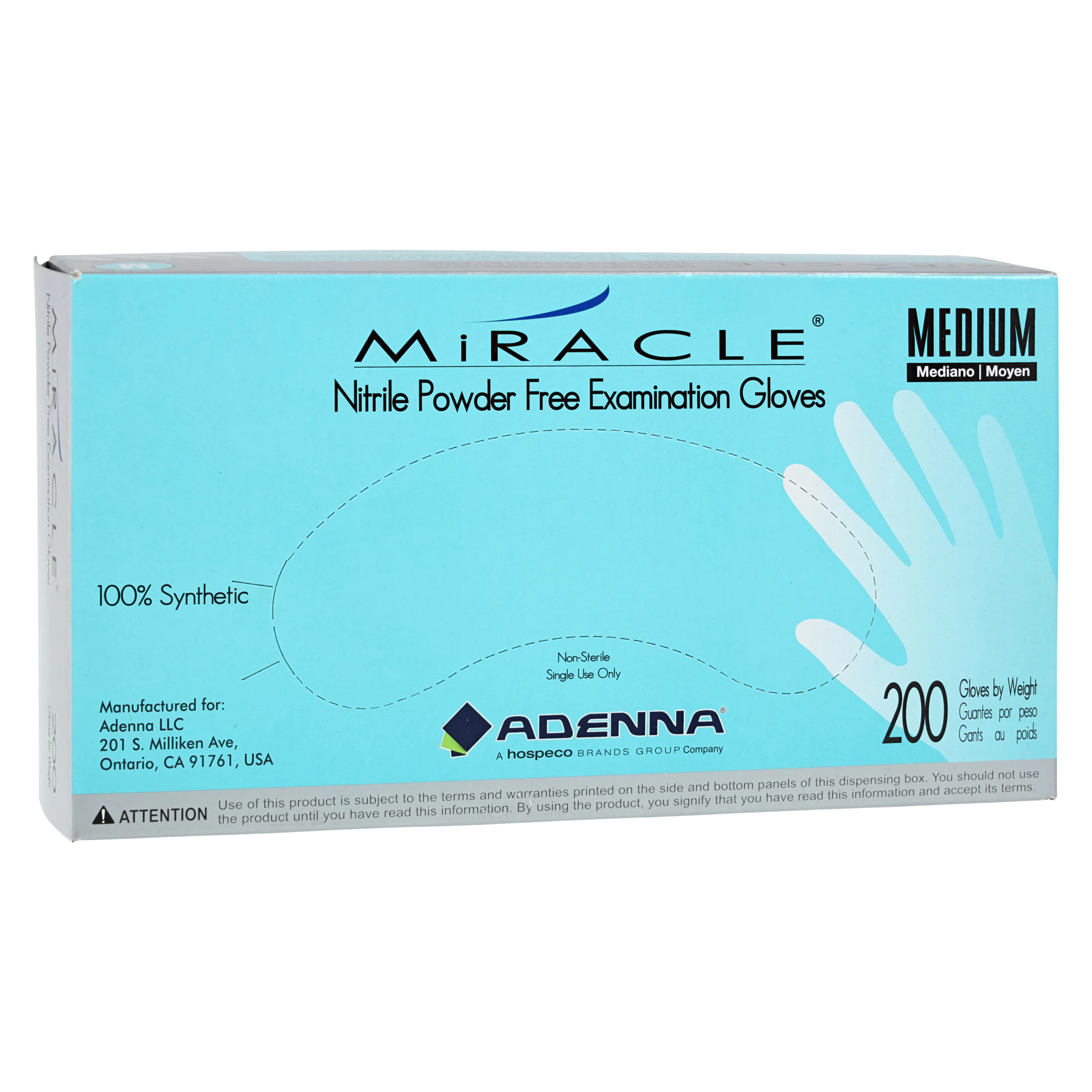Adenna Miracle® Nitrile Exam Gloves, Powder-Free, Non-Sterile, Medium, Blue, 200/Box, MIR165 thumbnail 3