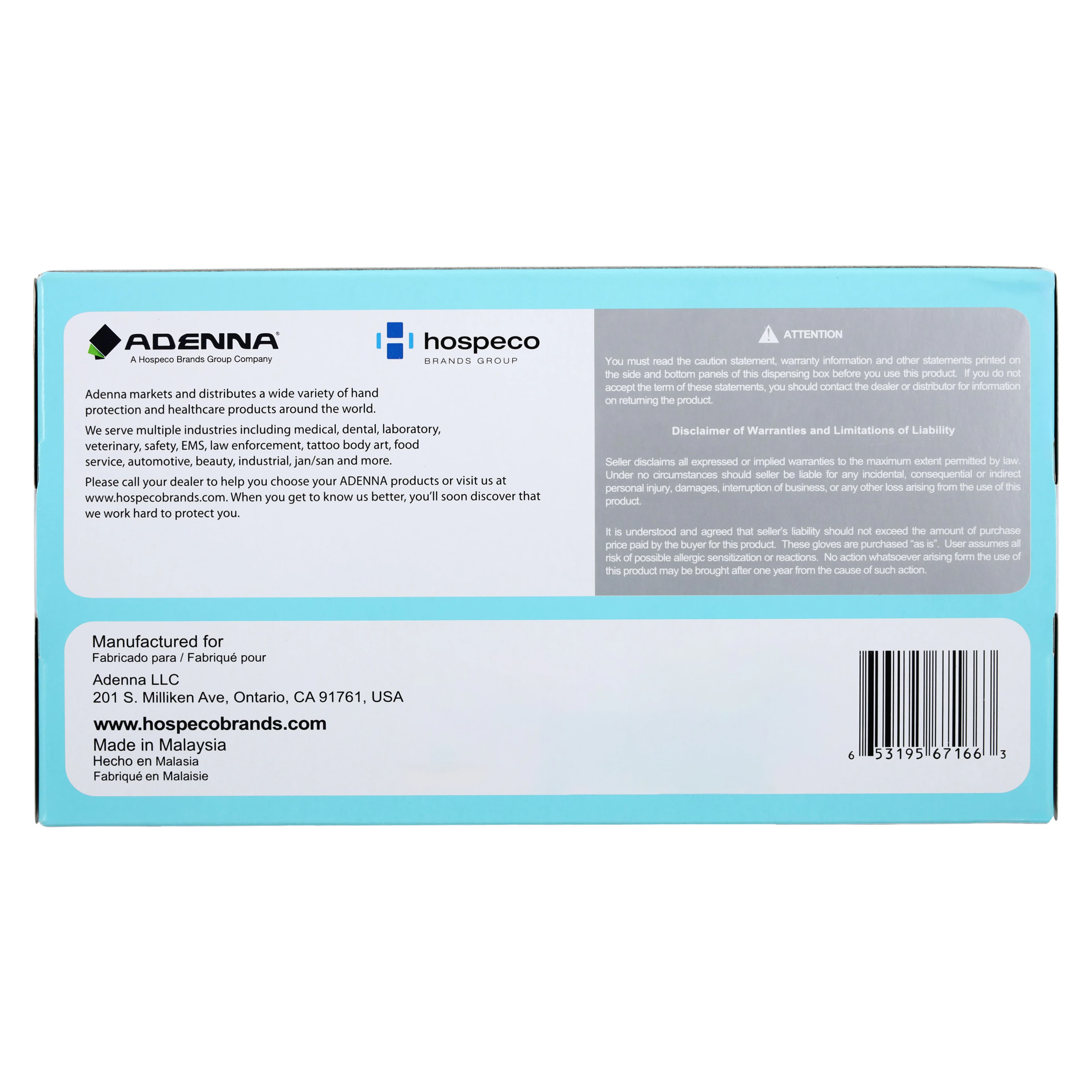 Adenna Miracle® Nitrile Exam Gloves, Powder-Free, Non-Sterile, Large, Blue, Textured, 200/Box, MIR166 thumbnail 4