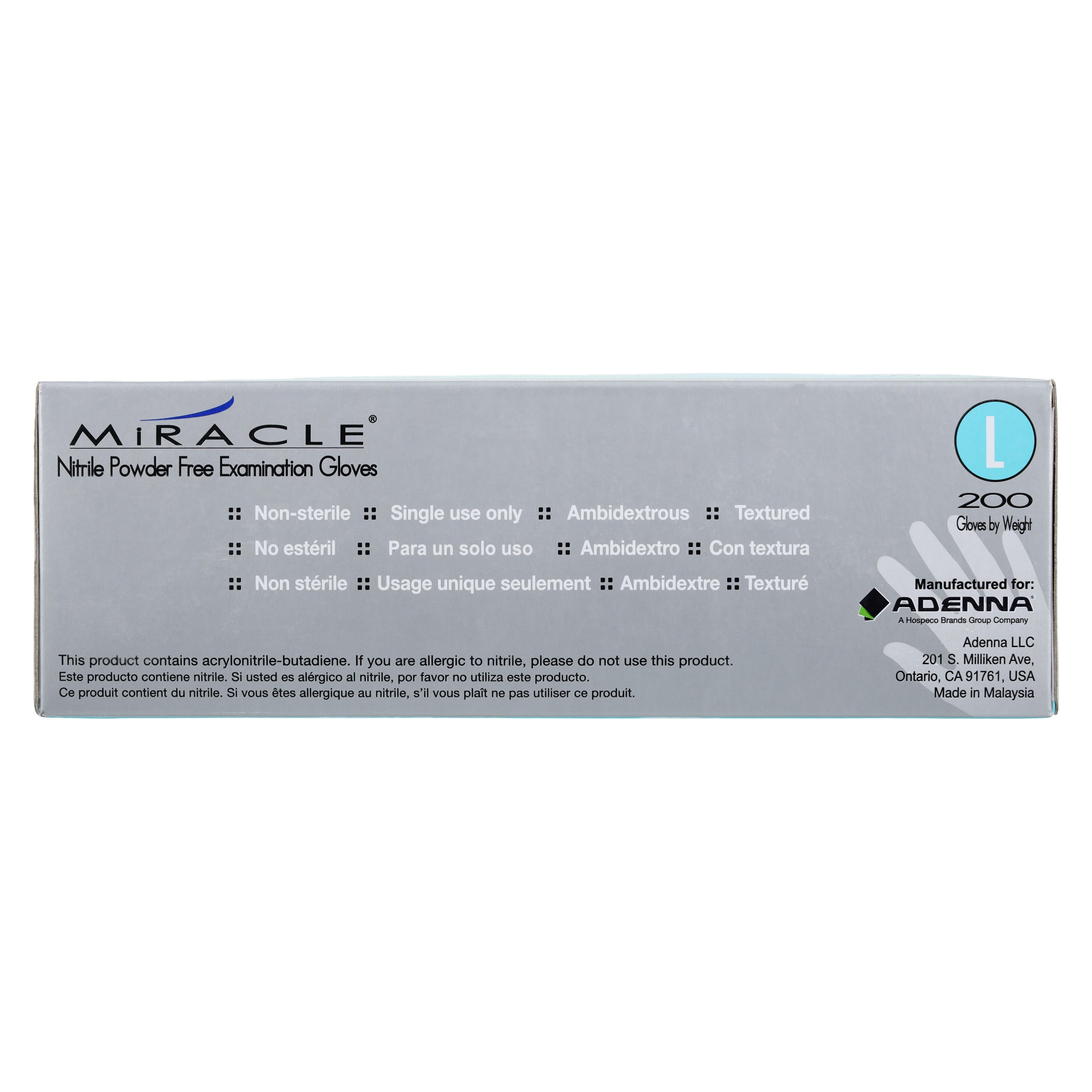 Adenna Miracle® Nitrile Exam Gloves, Powder-Free, Non-Sterile, Large, Blue, Textured, 200/Box, MIR166 thumbnail 5