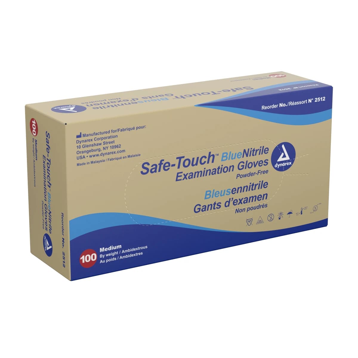 Safe-Touch® Nitrile Exam Gloves, Powder-Free, Non-Sterile, Medium, Blue, 100/Box - Safe-Touch® Nitrile Exam Gloves Medium Blue Case of 10 - Image 1