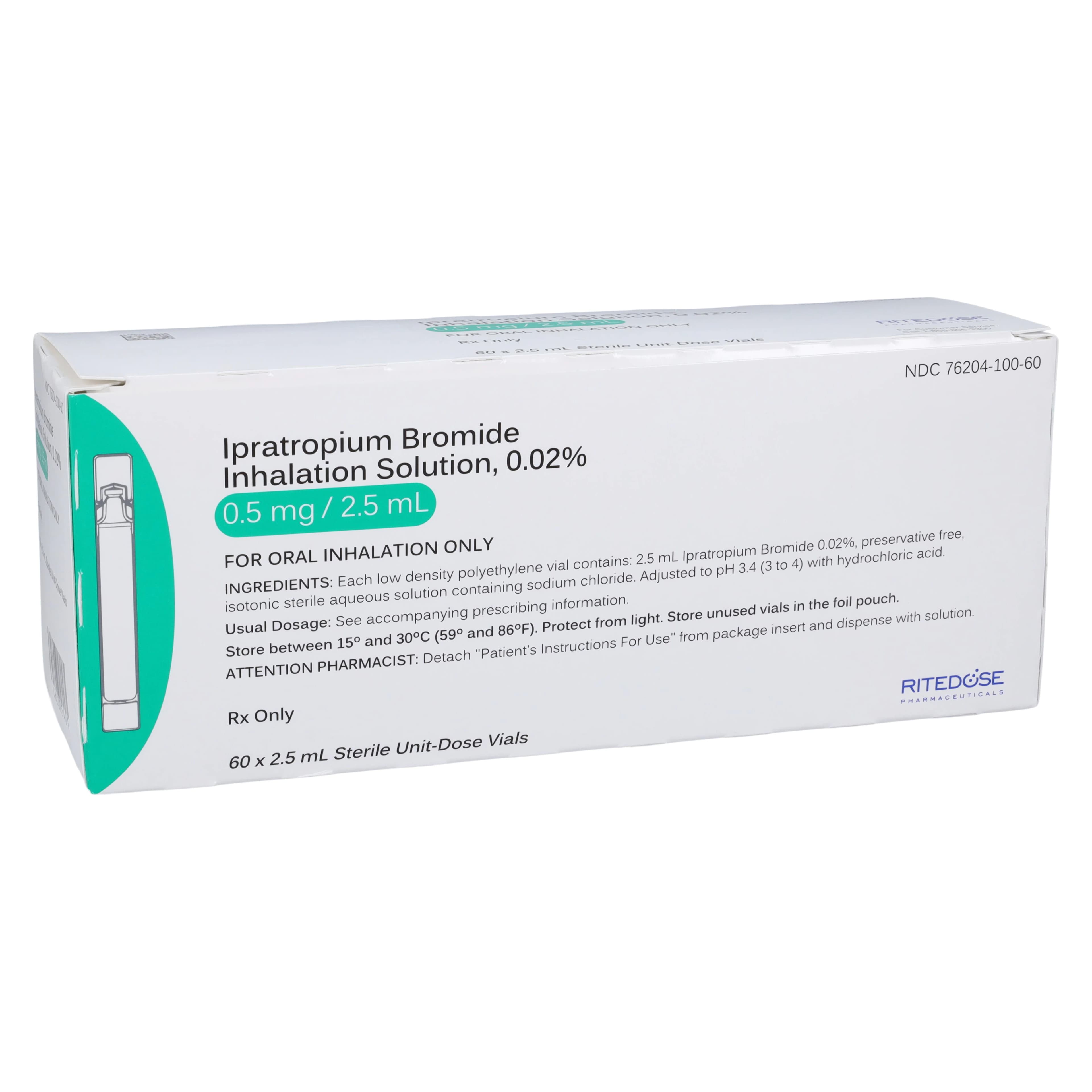 Ipratropium Bromide Inhalation Solution 0.02%, 2.5mL Vials, 60/Package - Ipratropium Brom Inh Sol 2.5mL - Image 1