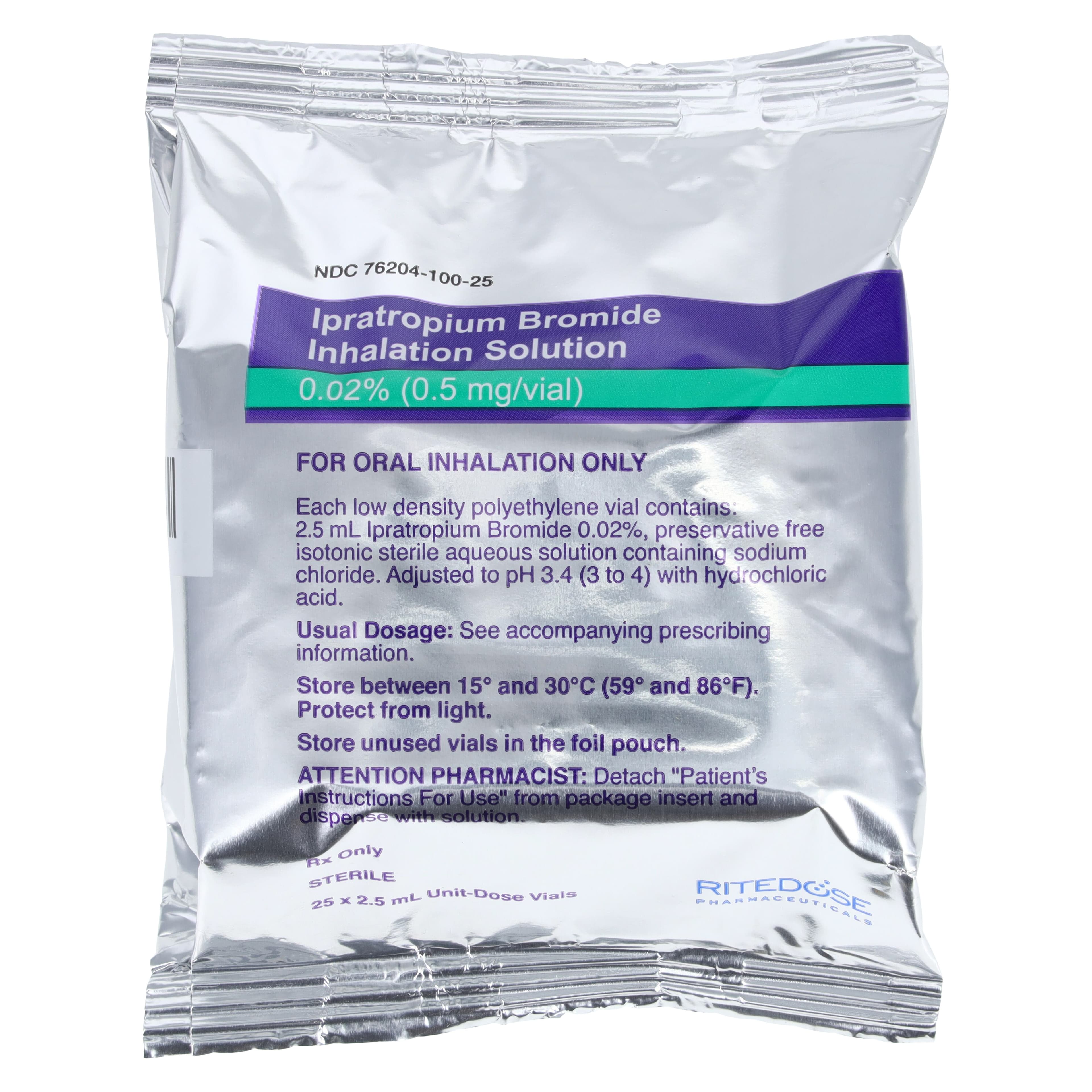 Ipratropium Bromide Inhalation Solution 0.02%, 2.5mL Vial, 25/Package thumbnail 2