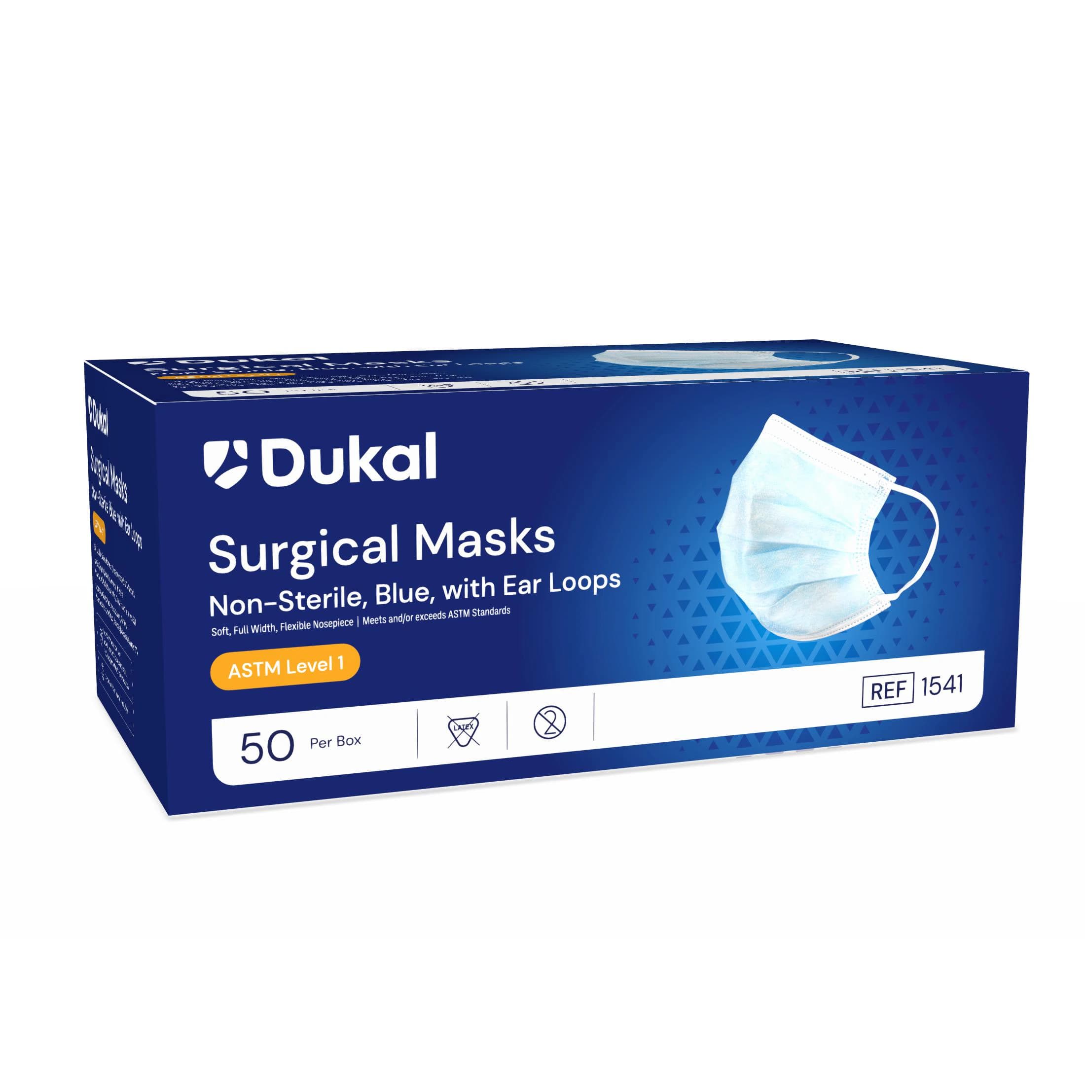 Dukal Surgical Face Masks 1541, Level 1, Blue, Earloop, 50/Box, 6 Boxes/Case - DUKAL SURGICAL FACE MASKS 1541 - Image 1