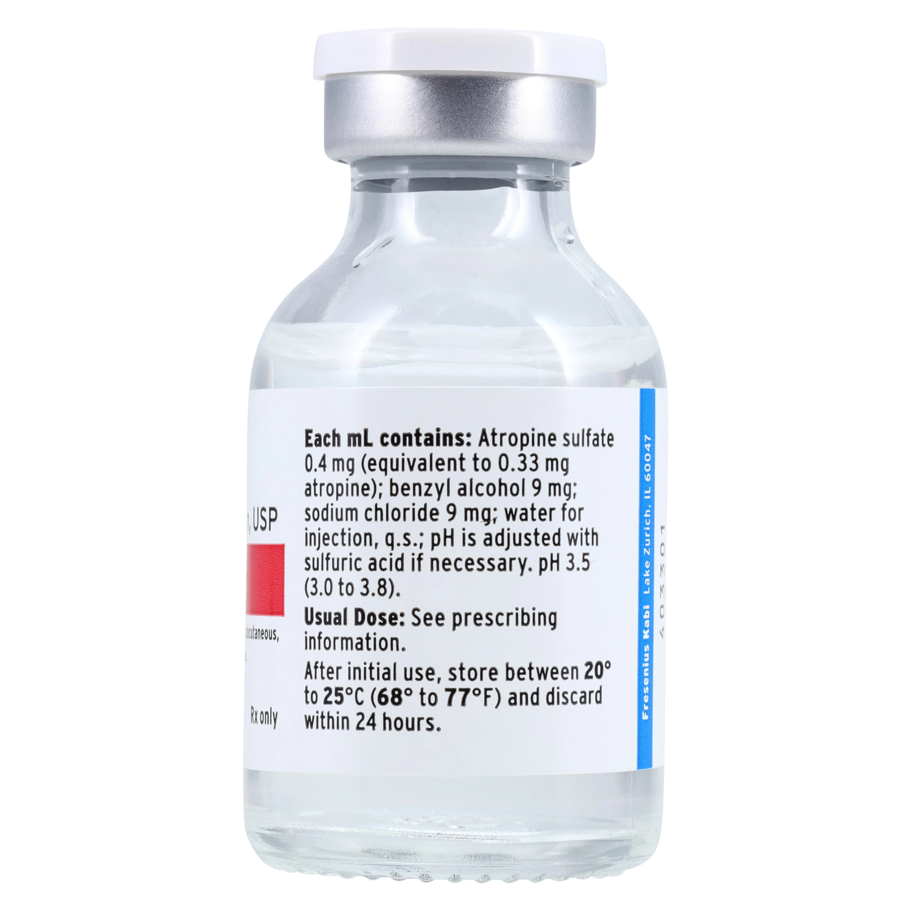 Atropine Sulfate Injection, 0.4 mg/mL, 20 mL Multi-Dose Vial, 10/Package, Fresenius Kabi thumbnail 3