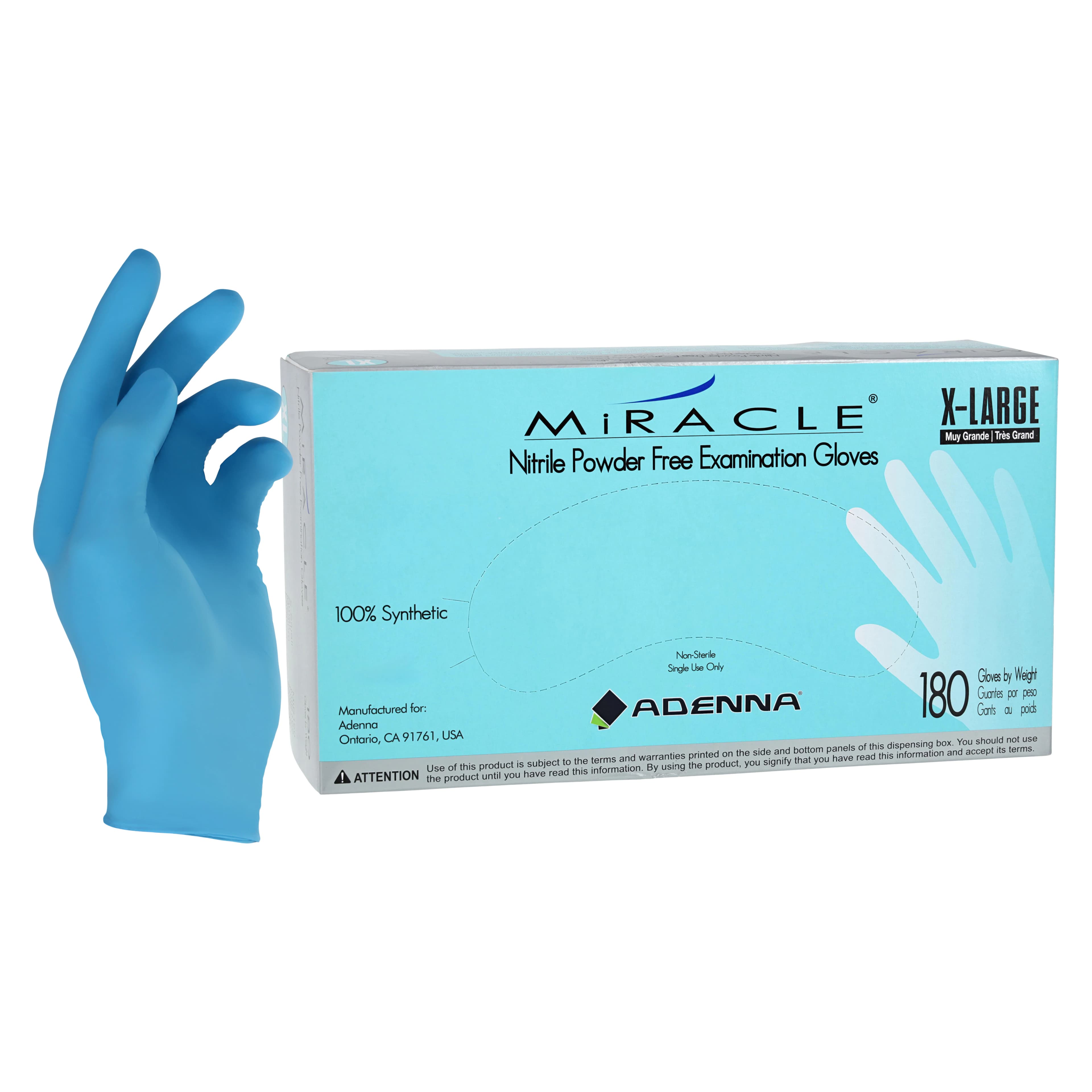 MIRACLE® Nitrile Exam Gloves, Powder Free, Non-Sterile, Extra Large, Blue, 180/Box - MIRACLE® Nitrile Exam Gloves XL Blue Box of 180 - Image 1