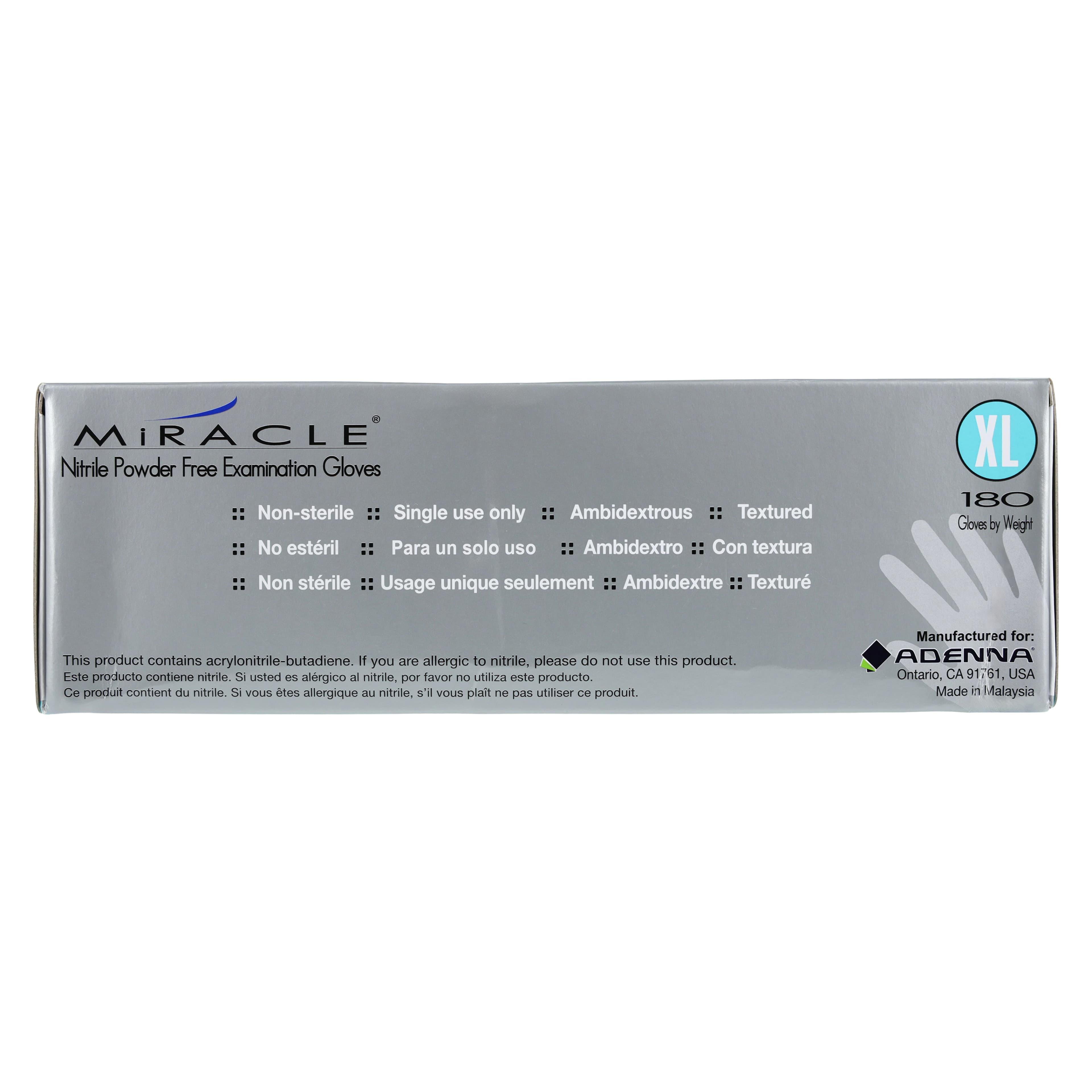 MIRACLE® Nitrile Exam Gloves, Powder Free, Non-Sterile, Extra Large, Blue, 180/Box thumbnail 5