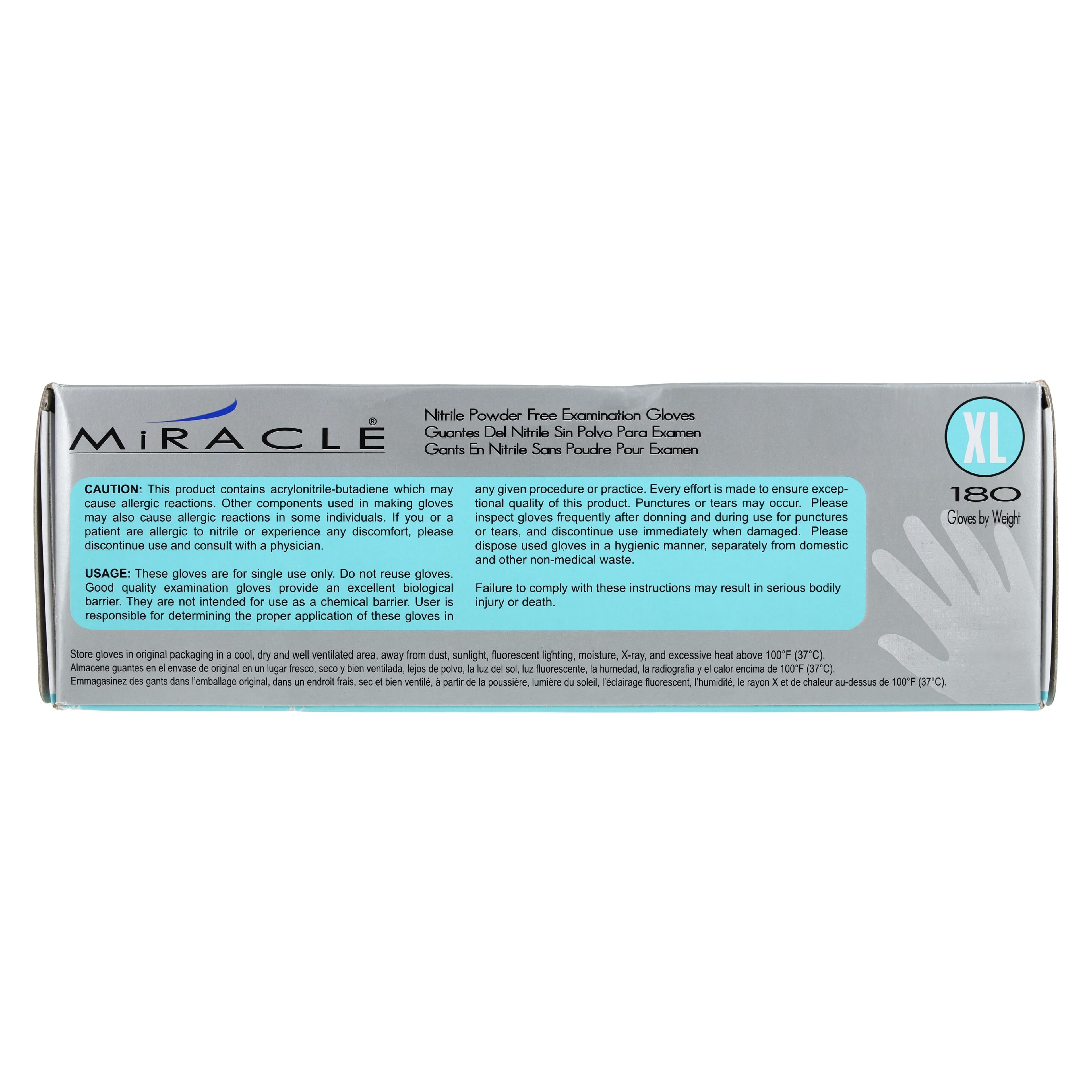 MIRACLE® Nitrile Exam Gloves, Powder Free, Non-Sterile, Extra Large, Blue, 180/Box thumbnail 6