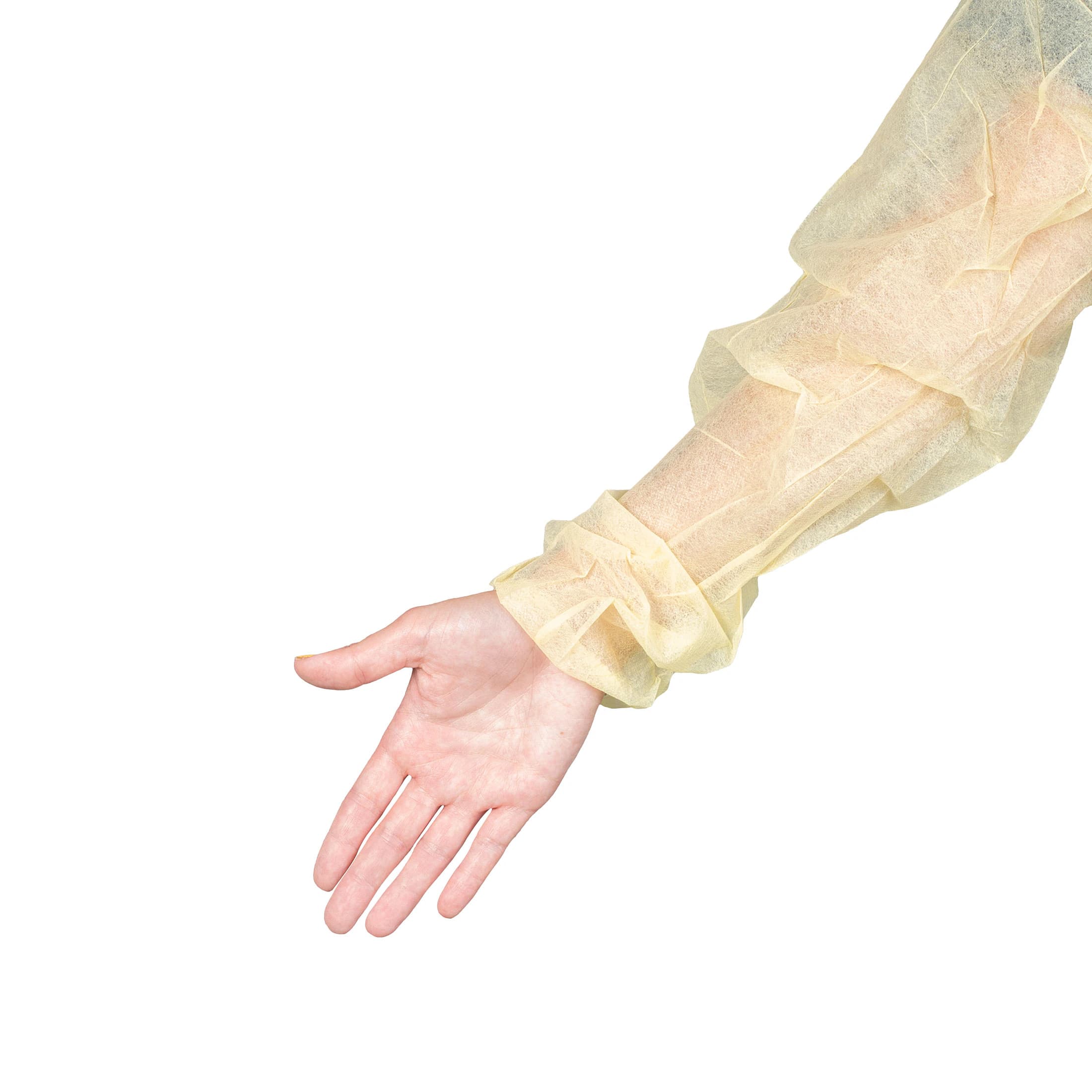 Dukal Isolation Gown with Cuff, Spunbond Polypropylene, One Size, Yellow, Non-Sterile, 50/Case thumbnail 5
