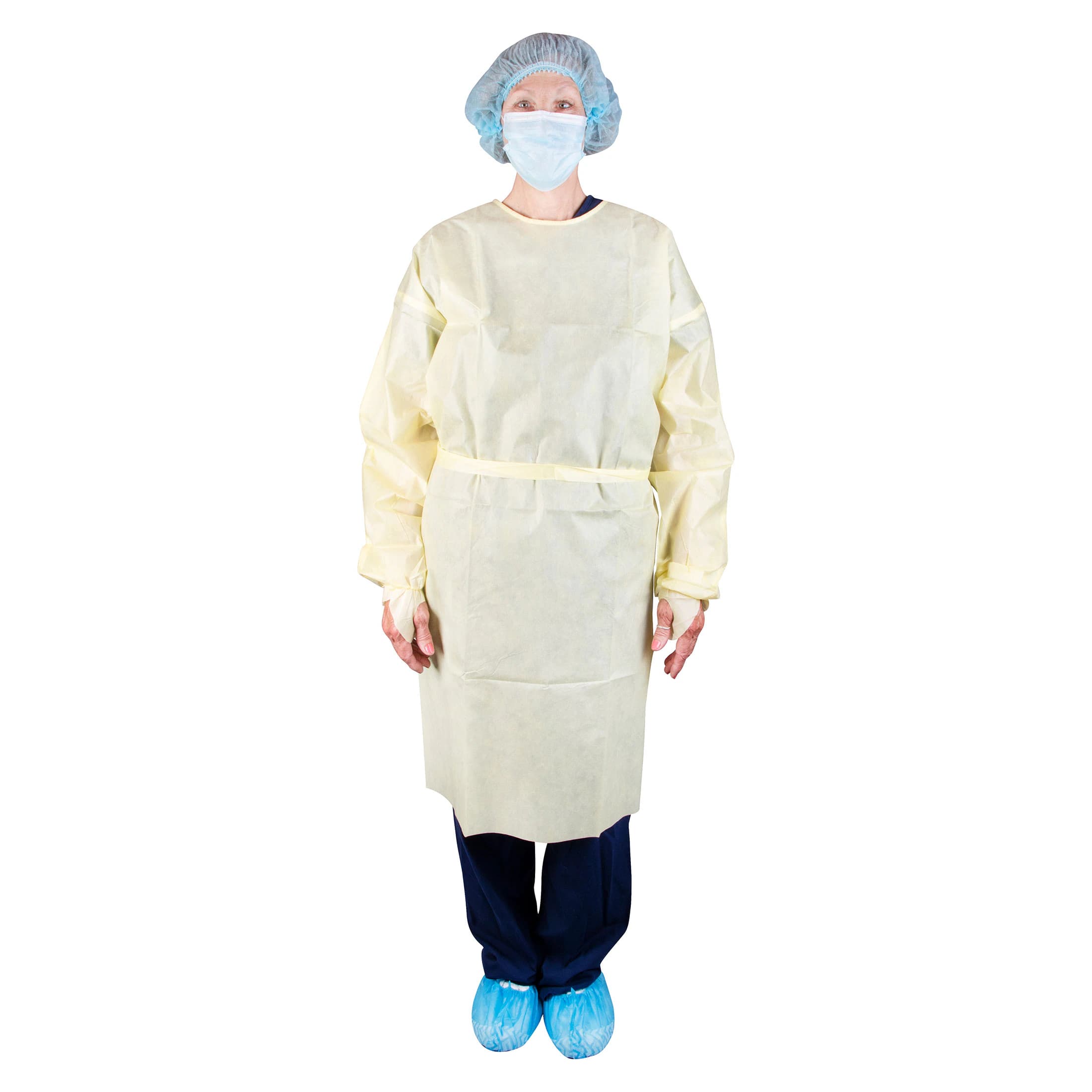 Dukal Level 1 Isolation Gown, AAMI Level 1, X-Large, Yellow, 100/Case - Level 1 Isolation Gown XLarge - Image 1
