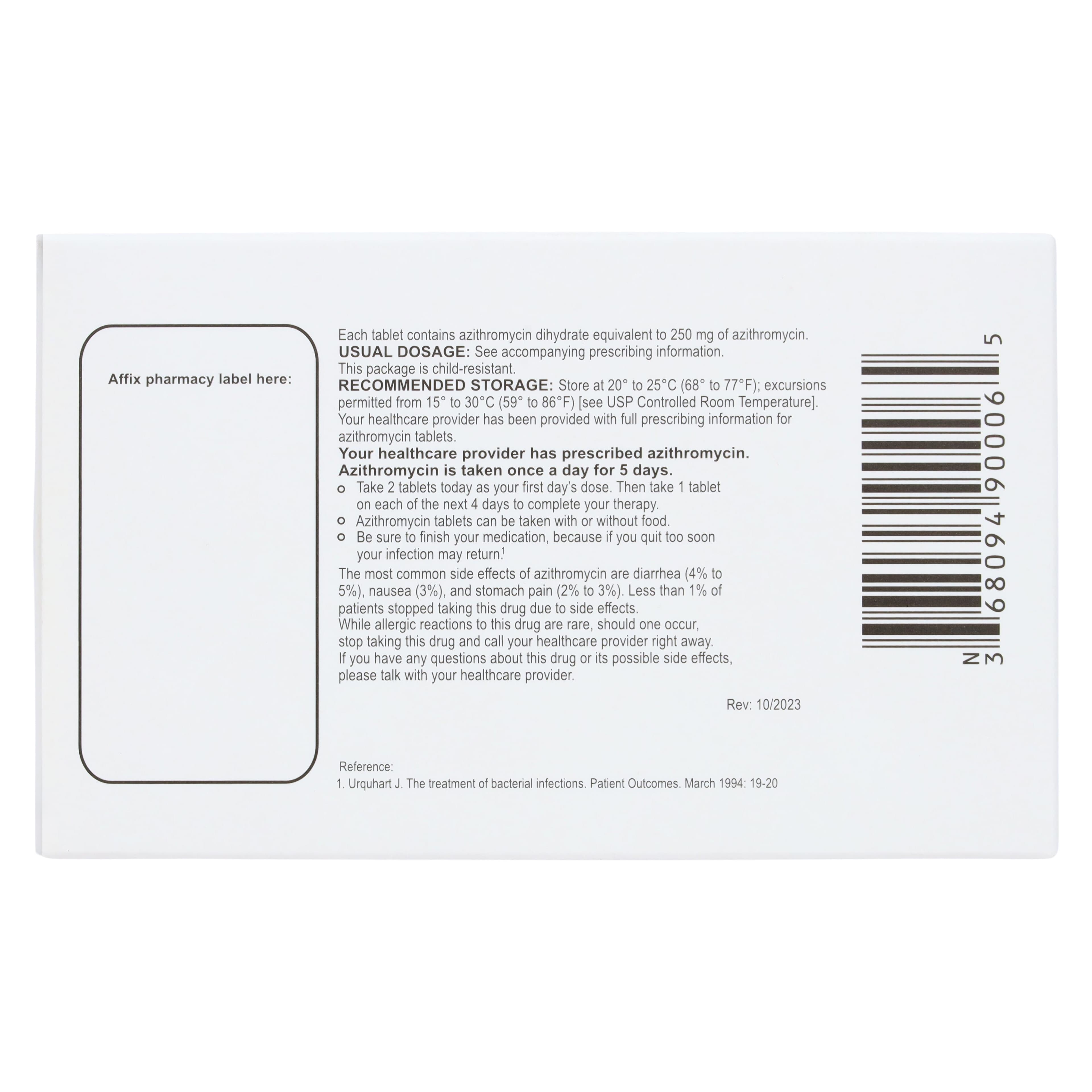 Azithromycin Tablets UD Pack, 250mg, 6/Package thumbnail 4