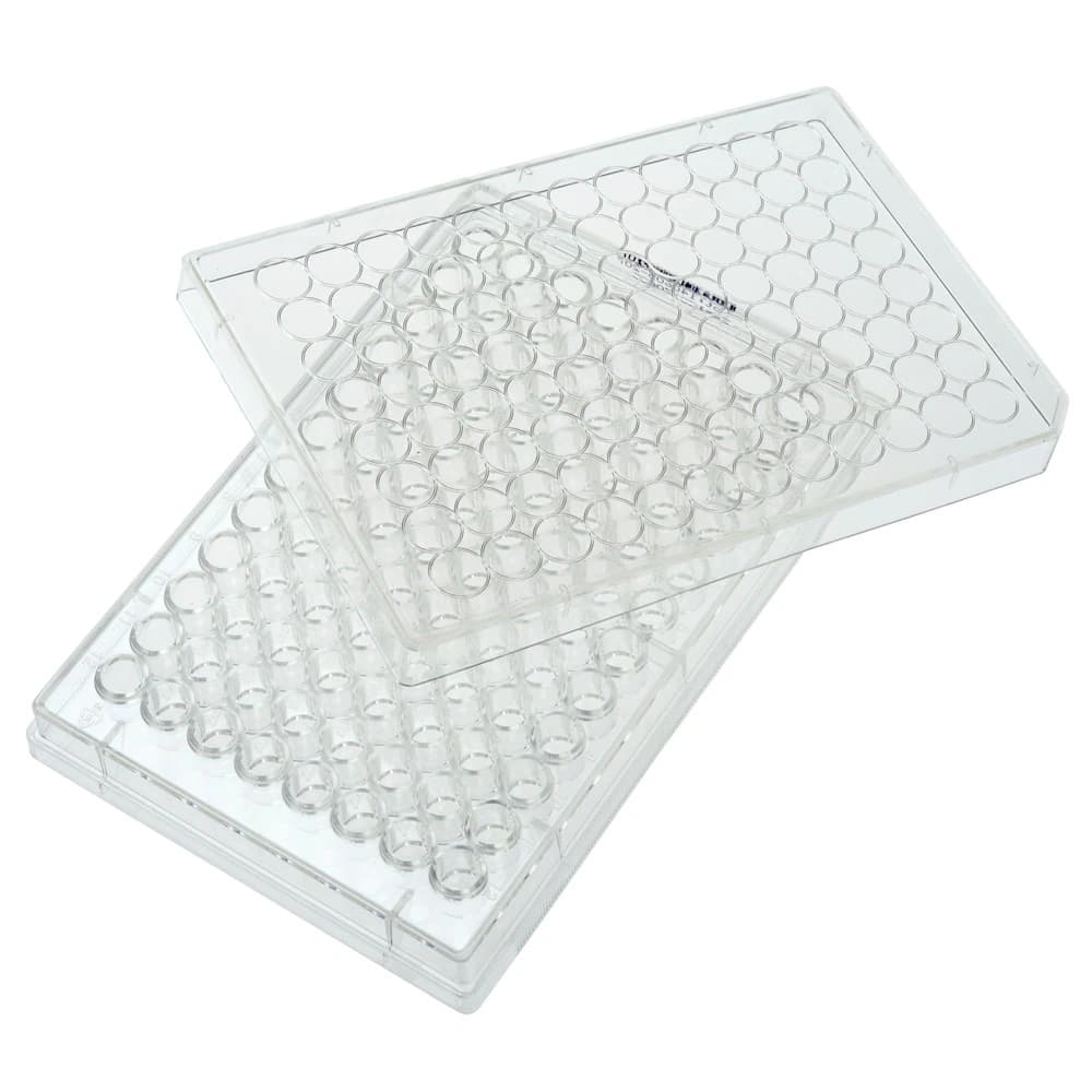 Celltreat 96-Well Tissue Culture Plate, Round Bottom, with Detached Lid, Sterile, Clear, 100/Case - TC Plate W Lid 96 Well Rnd - Image 1
