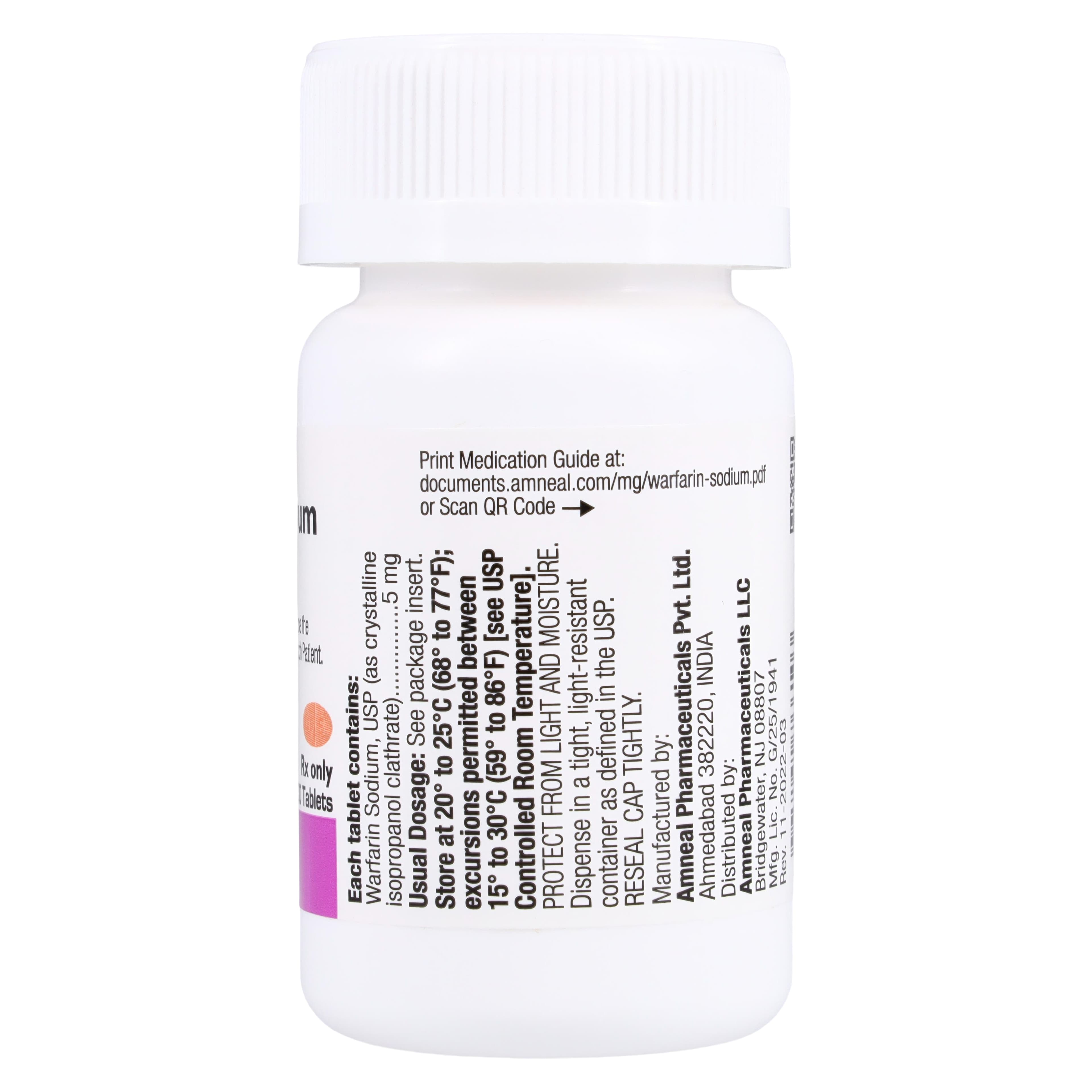 Warfarin Sodium Tablets, 5mg, 100/Bottle, Amneal thumbnail 2