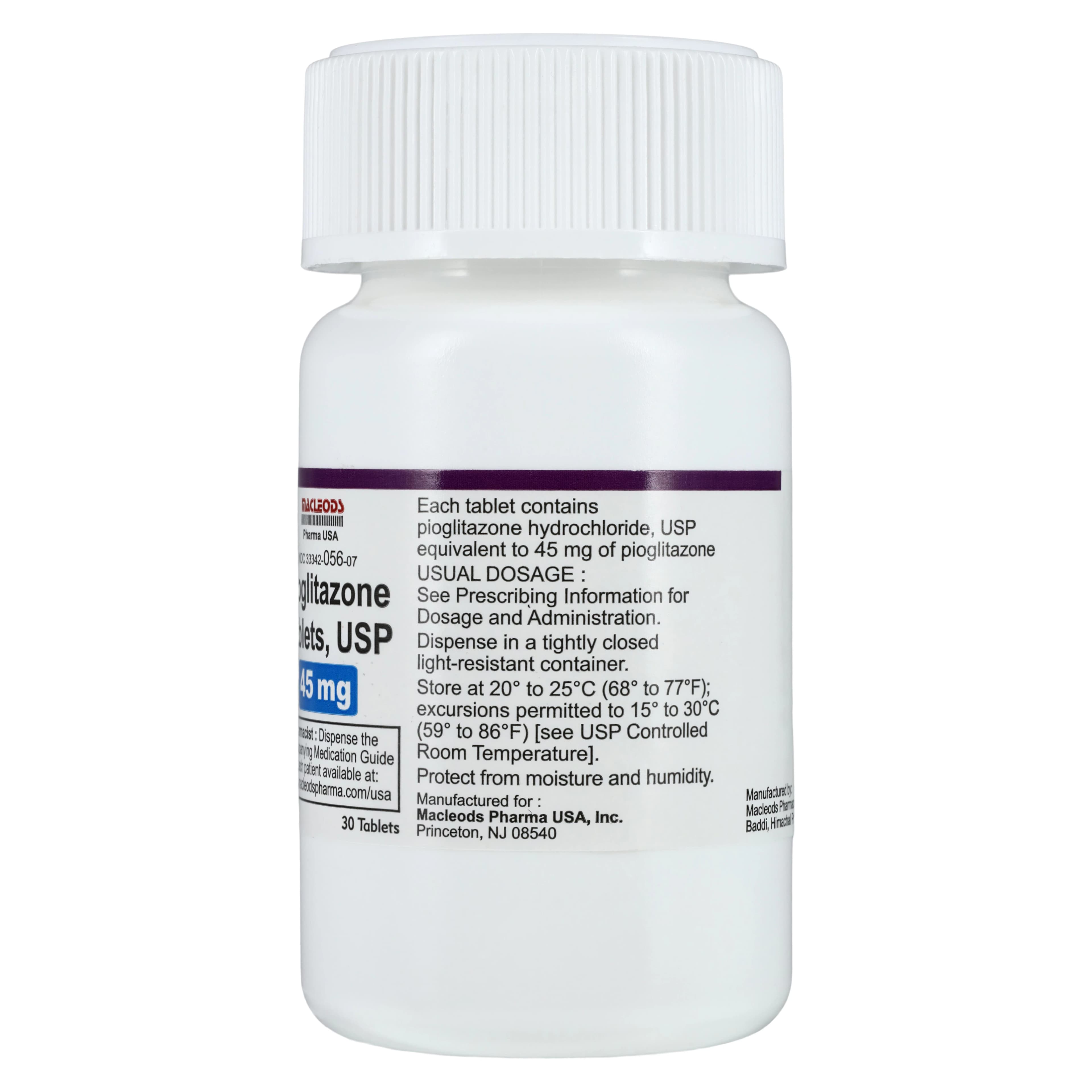 Pioglitazone HCl Tablets 45mg, Bottle of 30, Macleod Pharmaceuticals thumbnail 2
